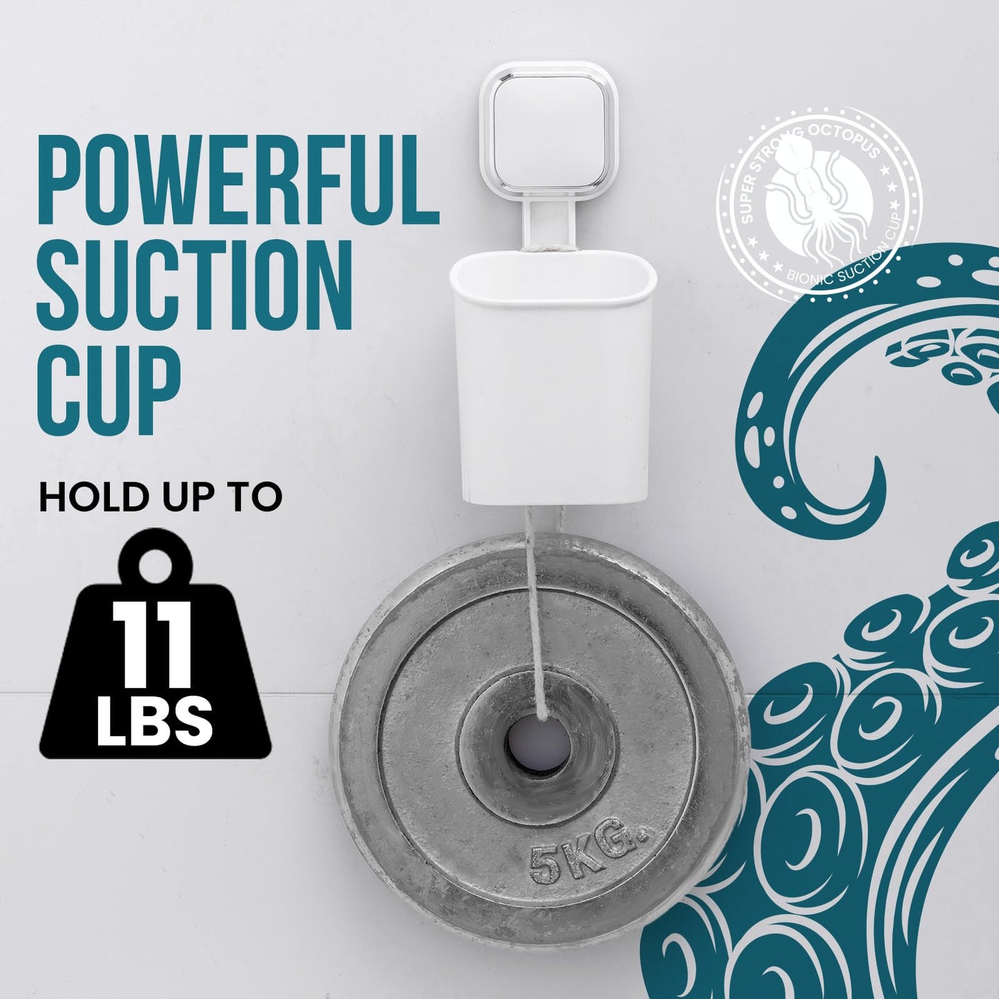 TAILI Powerful Suction Toothbrush Holder for Shower Wall, No Nail, No Glue! Self-draining Shower Cup for Toothpaste, Toothbrush, Kitchen Tableware, Strong Suction Cup Razor Holders for Bathroom, White