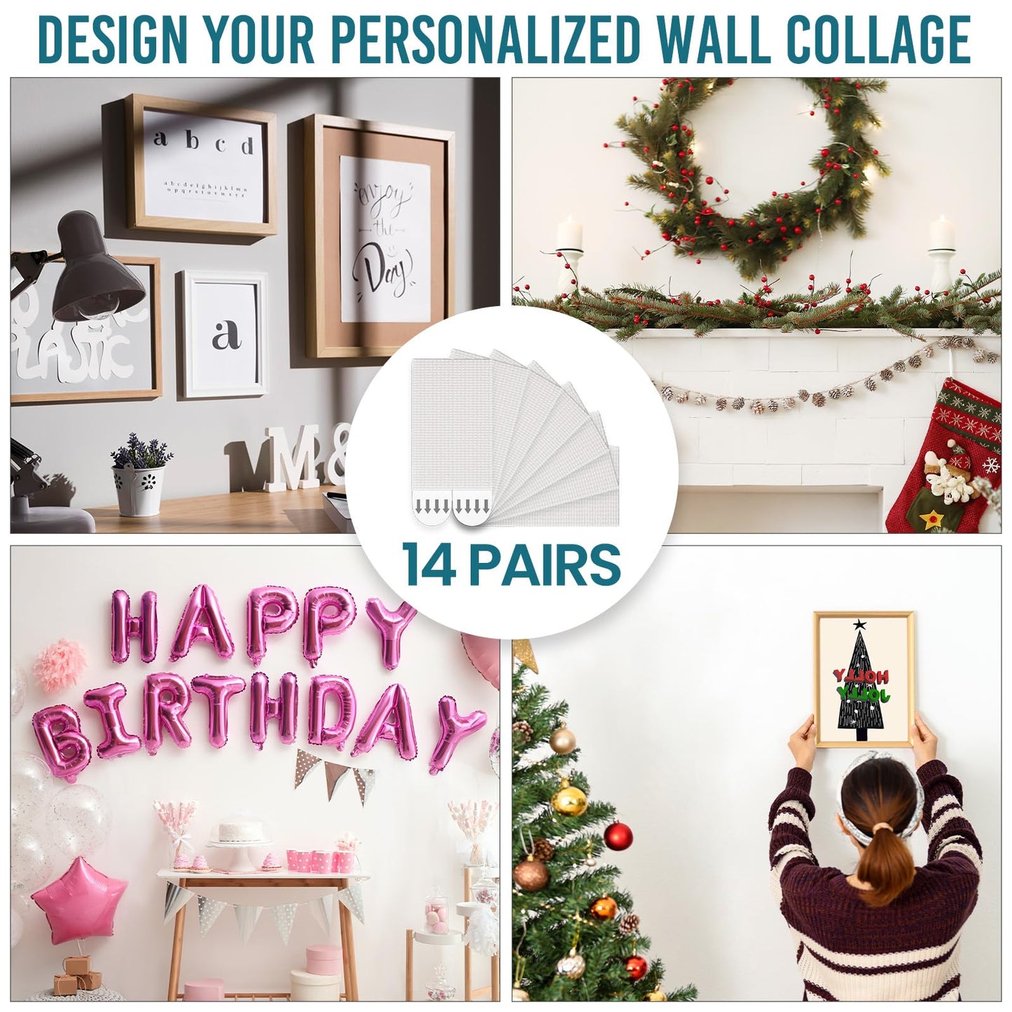 TAILI Picture Hanging Strips Heavy Duty, Frame Hanger for Walls, Pictures Haing Kit Without Nail, Damage Free Adhesive Poster for Decor, Art, Mirror