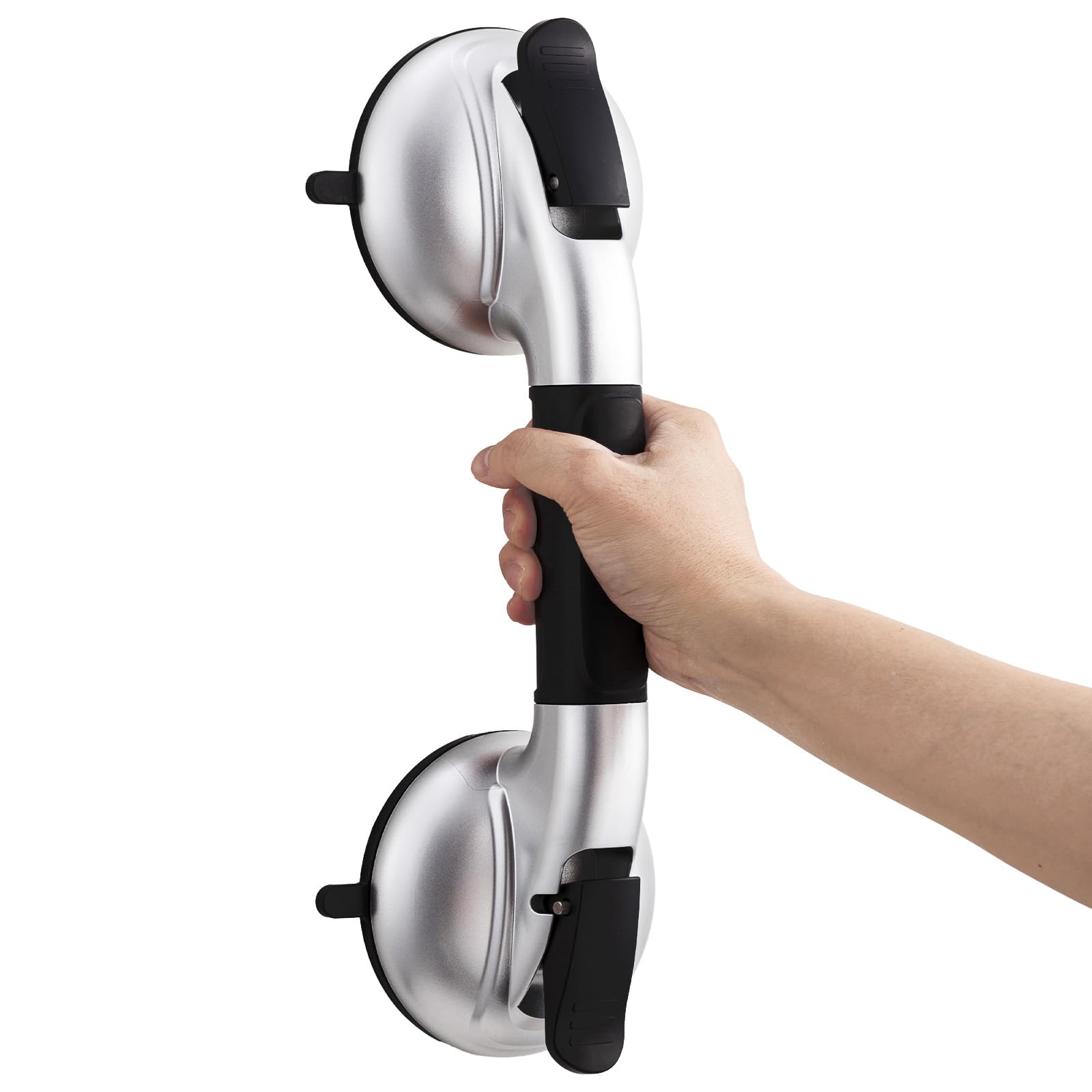 TAILI Grab Bars for Bathtubs and Showers, Shower Handles for Elderly Suction,Maximum 330lbs,Shower Grab Bar with Upgraded Rubber Suction Cups,Safety Grip for Senior, No Drilling Removable,Black