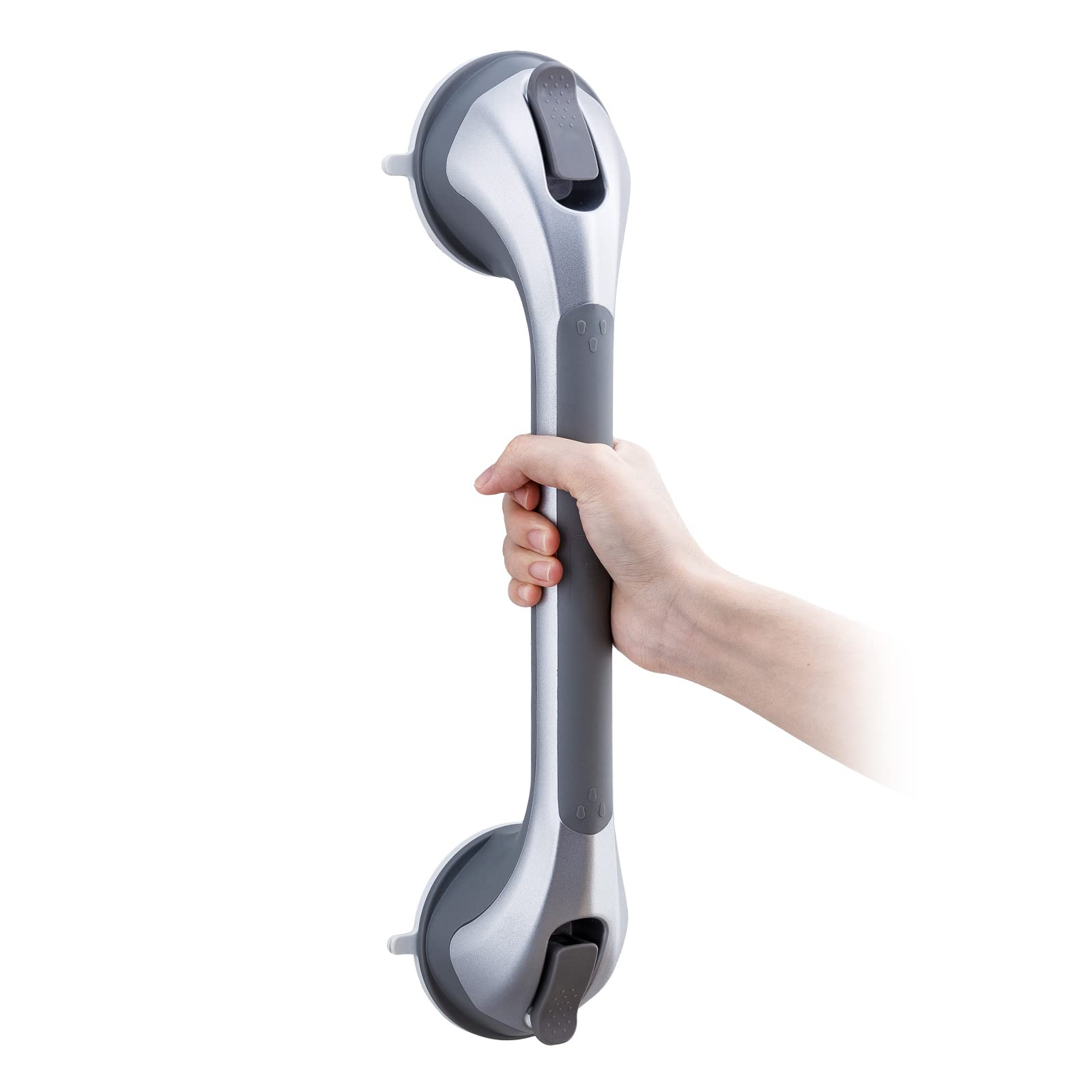 TAILI Grab Bars for Bathtubs and Showers, 16 Inch Grab Bars for Seniors, Shower Handles for Elderly Suction, No Drilling Removable Safety Bath Grip Rails, Silver