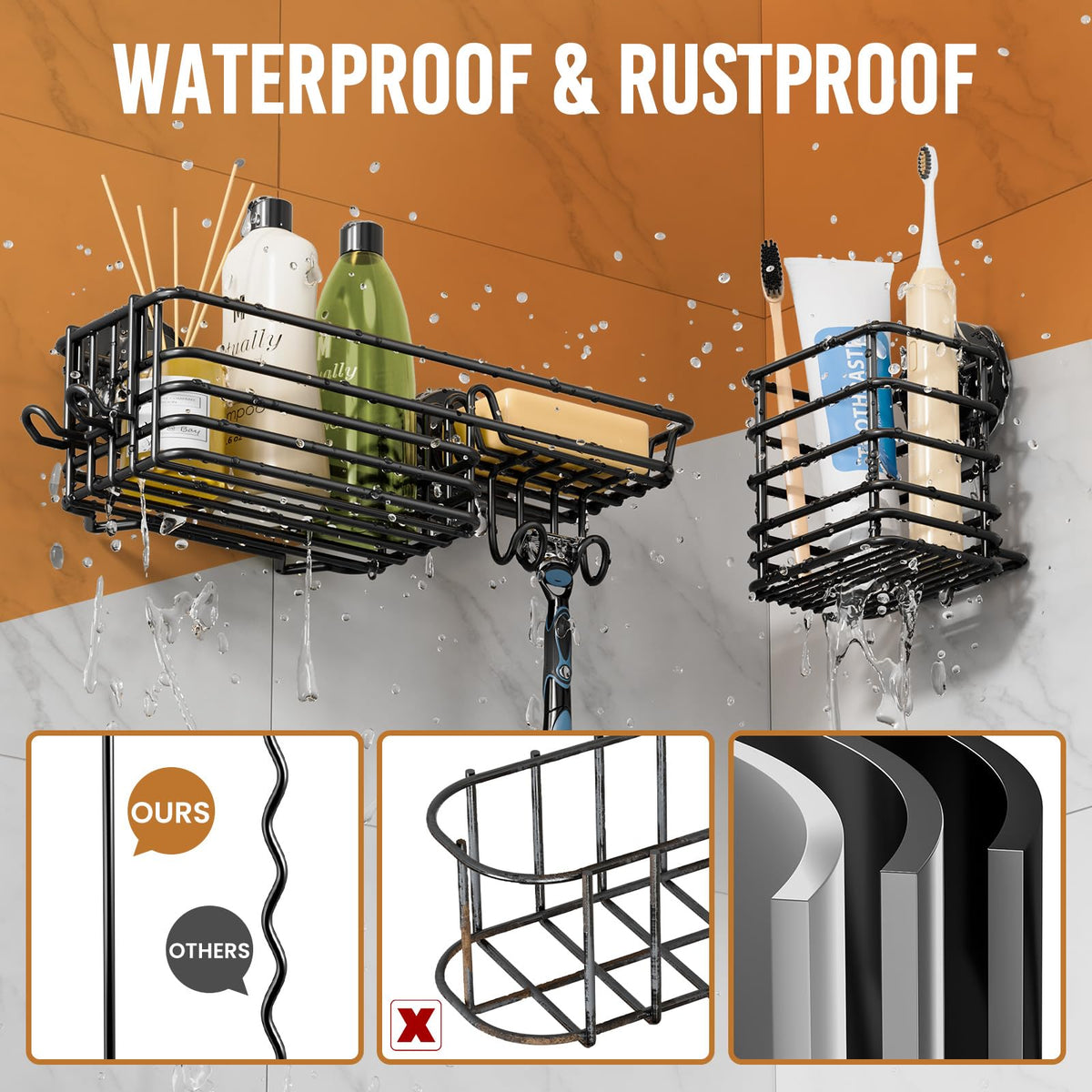 TAILI Shower Caddy Suction Cup, 3 Pack Heavy Duty Bathroom Organizer