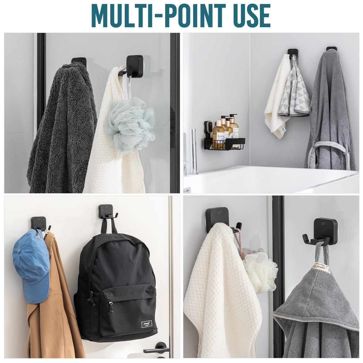 TAILI Shower Hooks Suction Cup, Towel Hooks for Bathrooms, Stainless Steel
