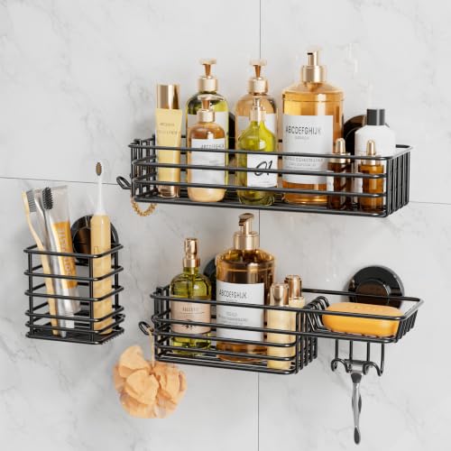 TAILI Shower Caddy Suction Cup, 3 Pack Heavy Duty Bathroom Organizer