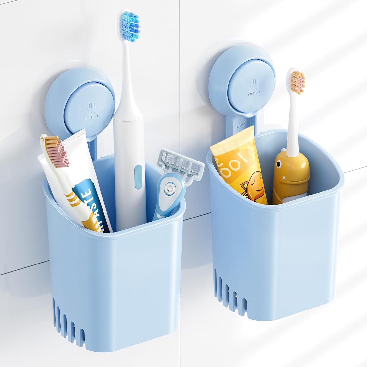TAILI NICE Series Suction Toothbrush Holder – No-Drill Self-Draining Organizer
