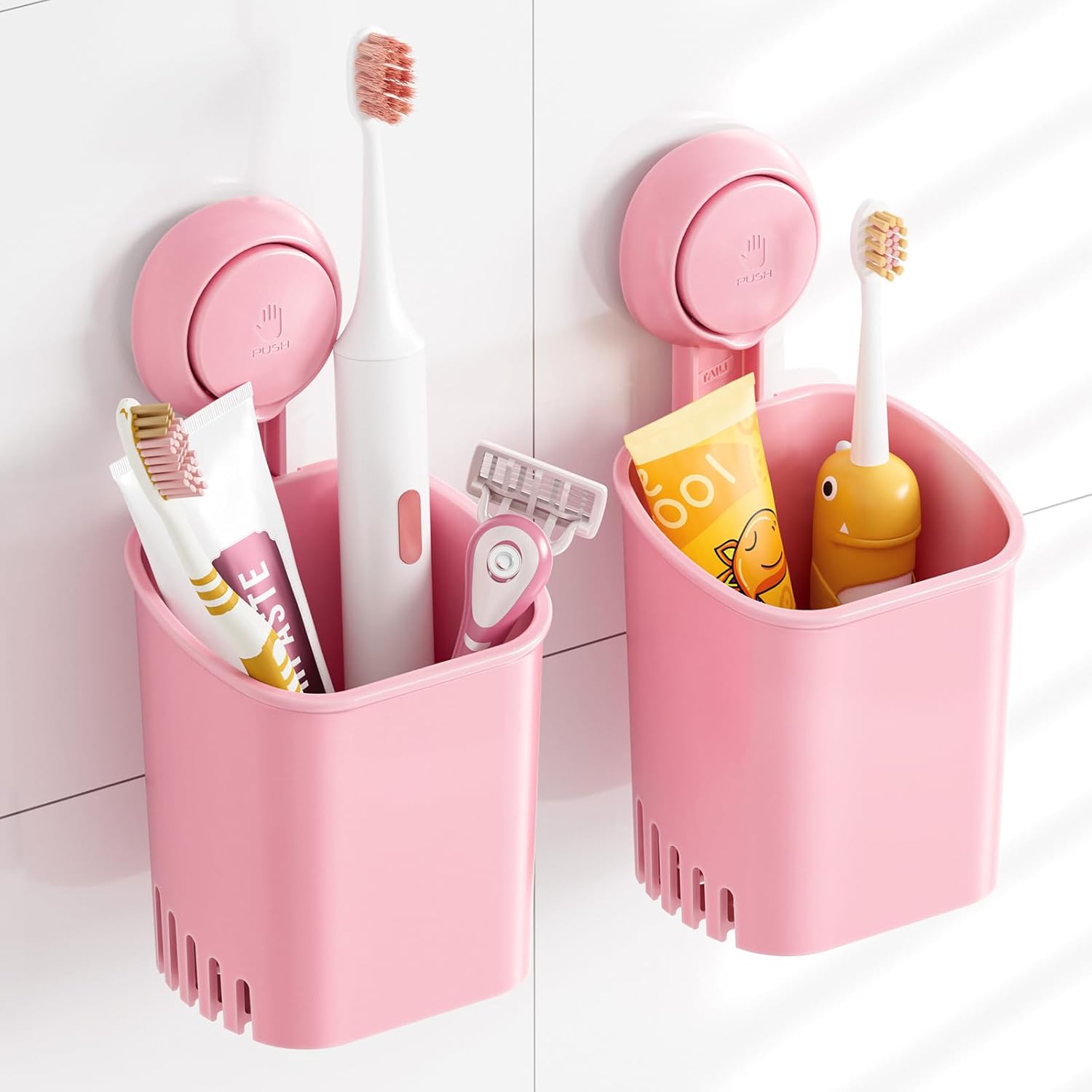 TAILI NICE Series Suction Toothbrush Holder – No-Drill Self-Draining Organizer