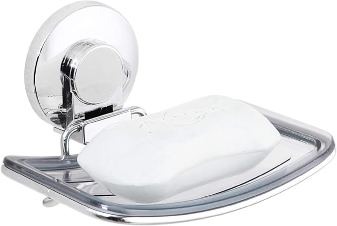 TAILI Chrome Suction Cup Soap Dish Holder | Strong-Adhesion, Waterproof, Rustproof, Removable, Drill-Free