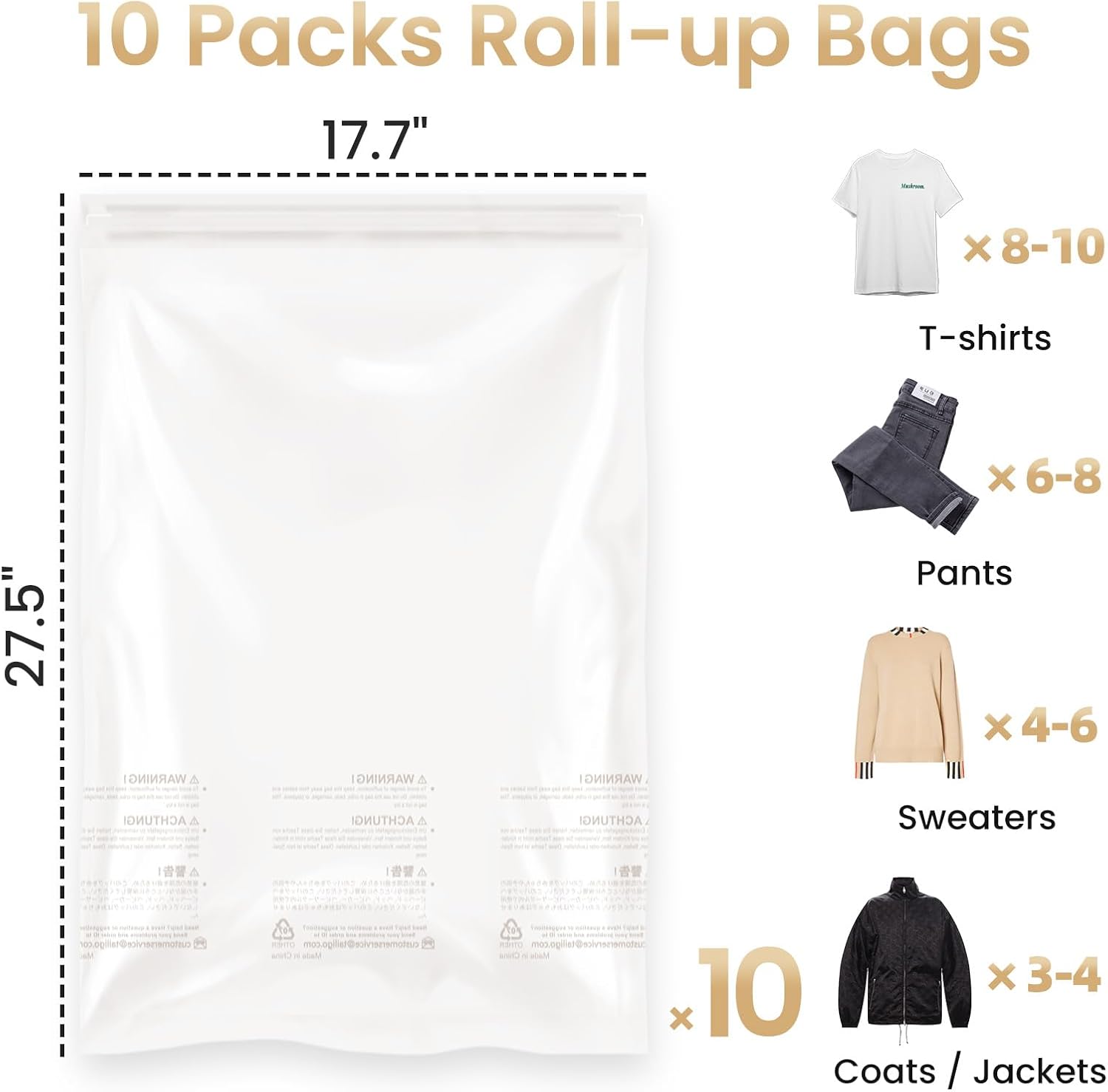 TAILI Cream Travel Compression Bags