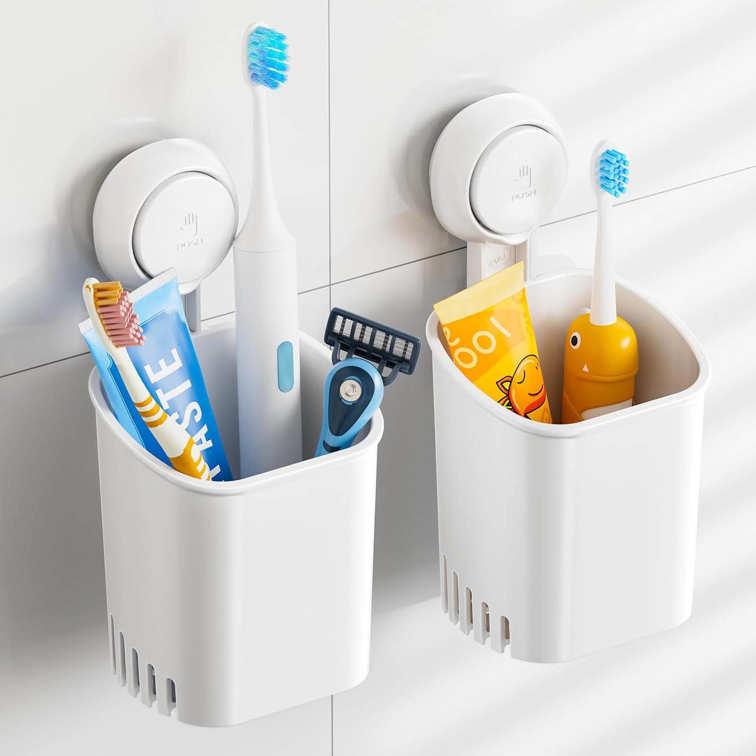 TAILI NICE Series Suction Toothbrush Holder – No-Drill Self-Draining Organizer