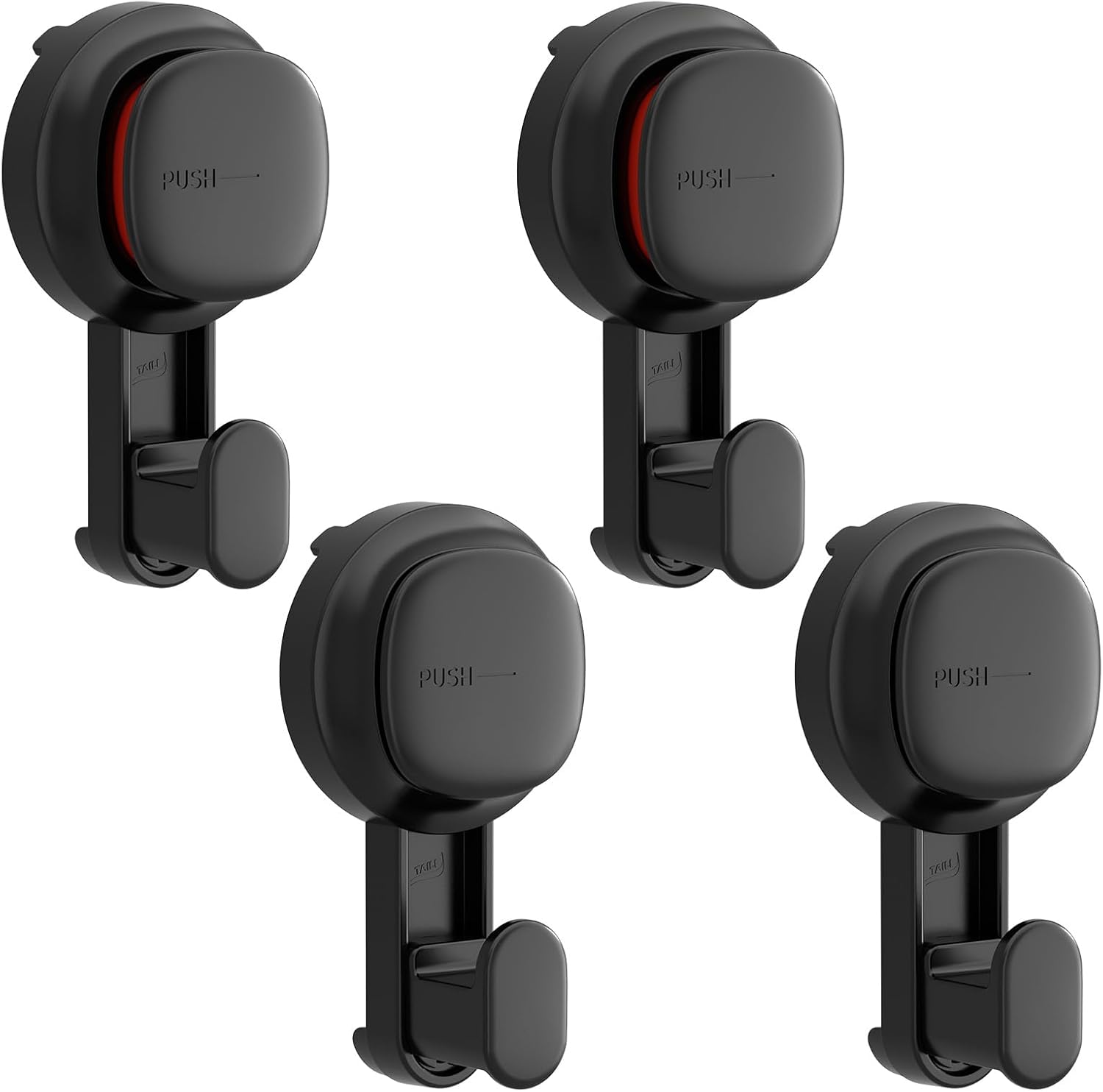 TAILI Visible Safety Indicator Suction Cup Hooks 4-Pack White Shower Wall Hook
