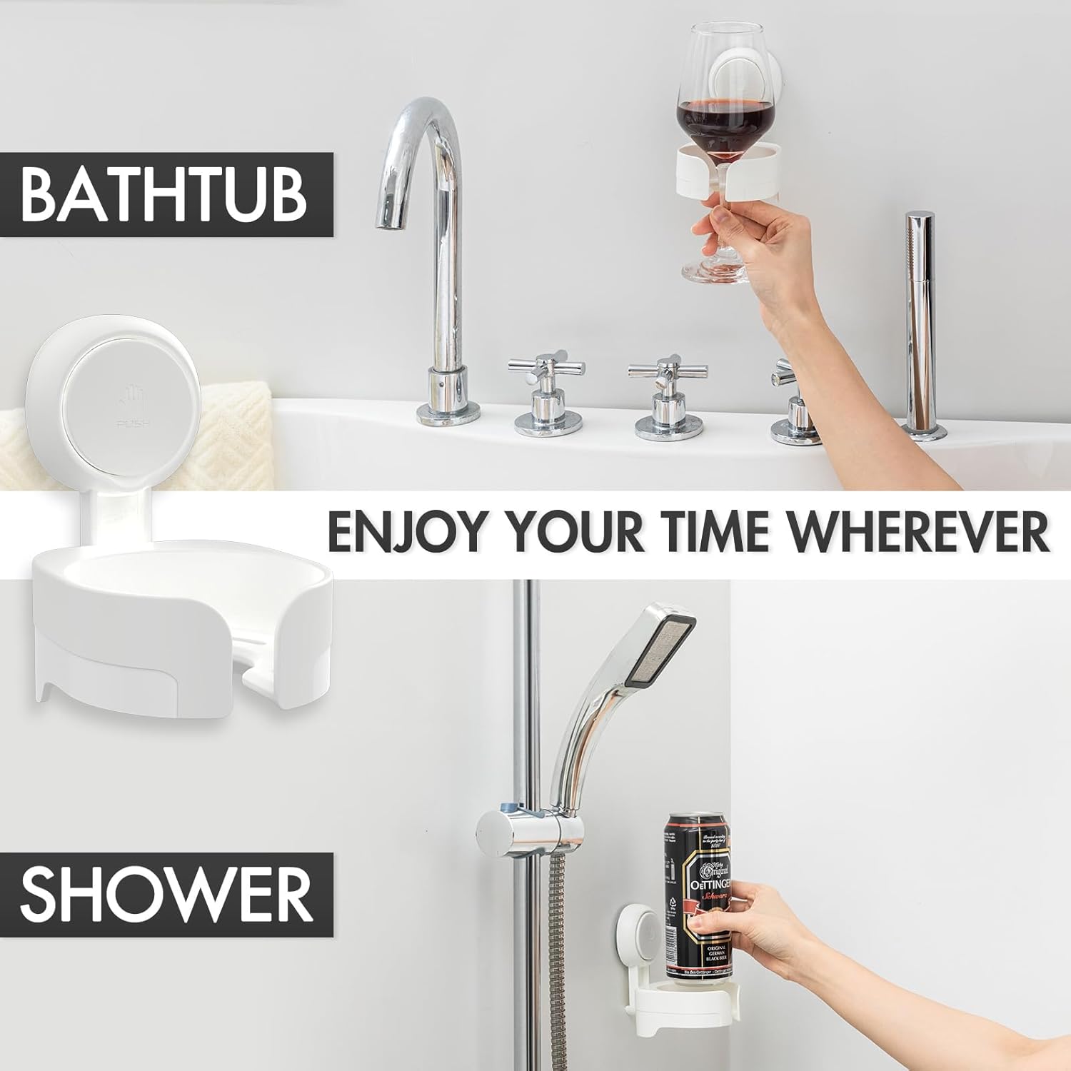 TAILI NICE Series Suction Wine Glass Holder – Removable No-Drill Wall Mount