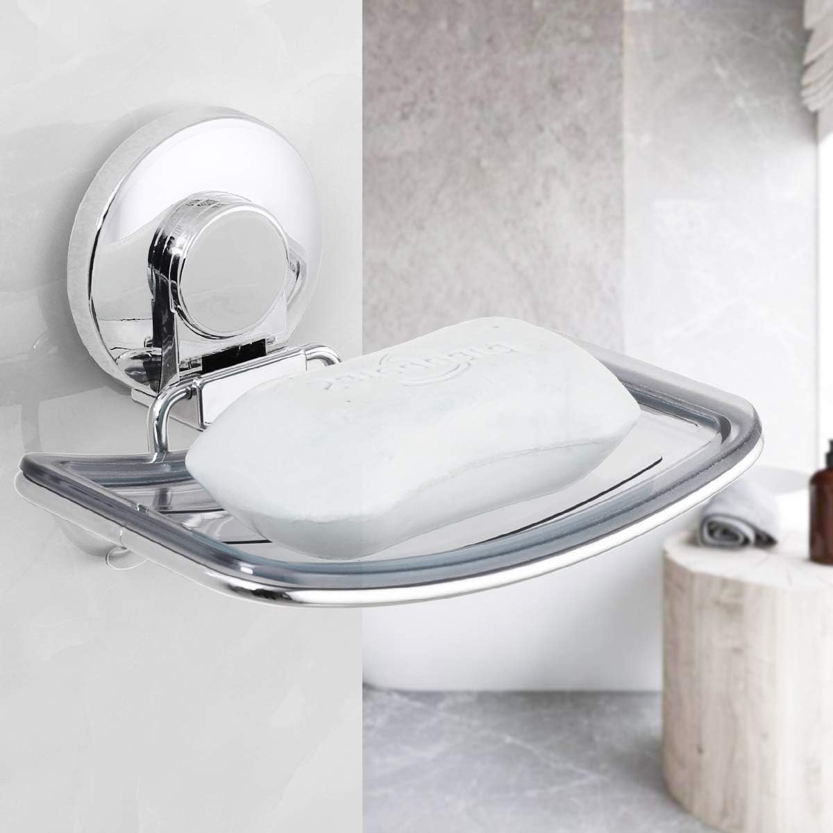 TAILI Chrome Suction Cup Soap Dish Holder | Strong-Adhesion, Waterproof, Rustproof, Removable, Drill-Free