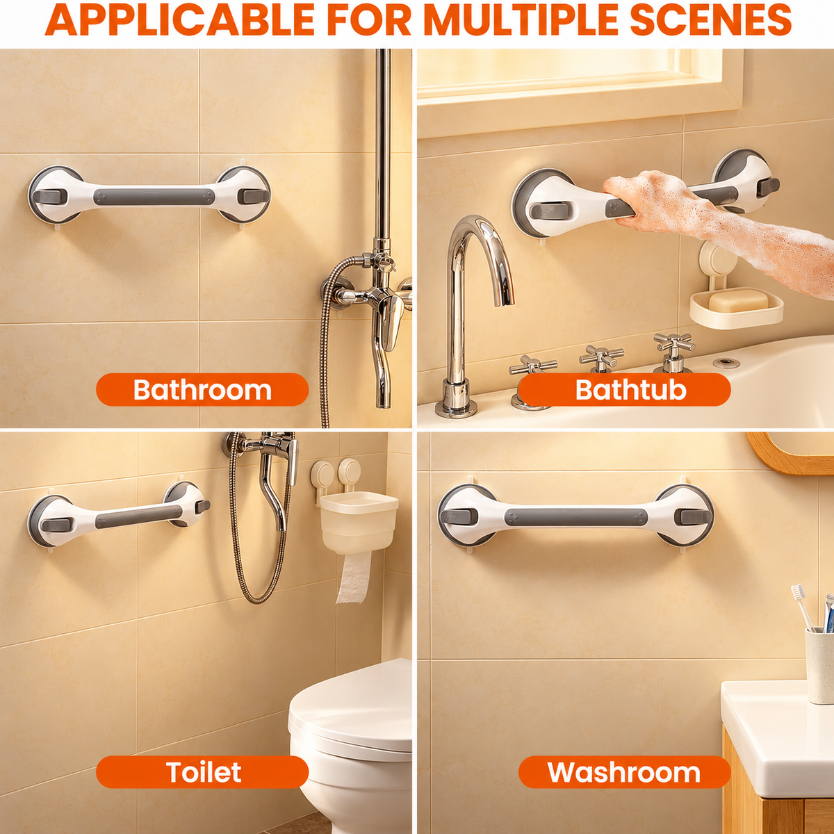 TAILI 16.8" Suction Shower Grab Bar – No Drilling, Removable Balance Assist