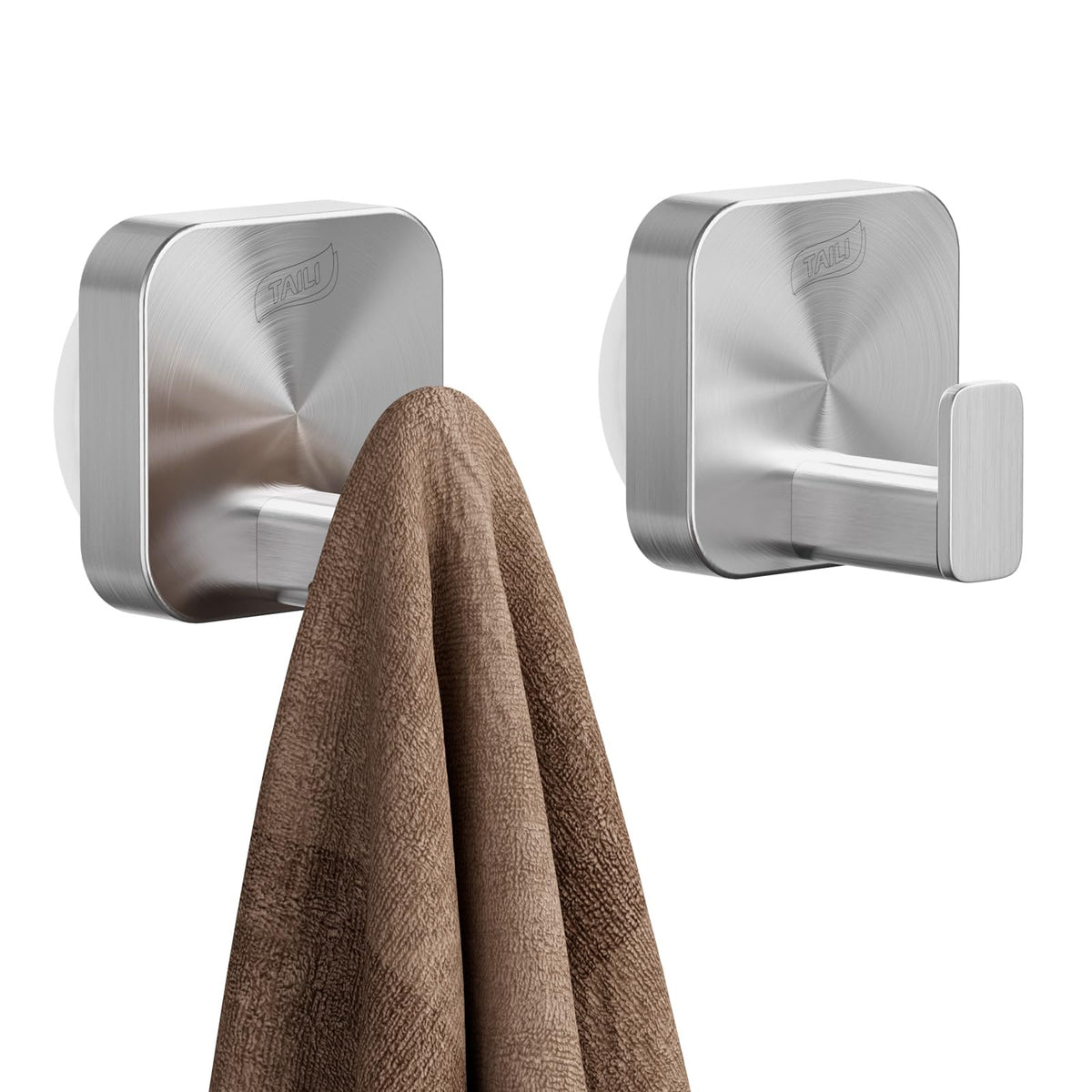 TAILI Shower Hooks Suction Cup, Towel Hooks for Bathrooms, Stainless Steel