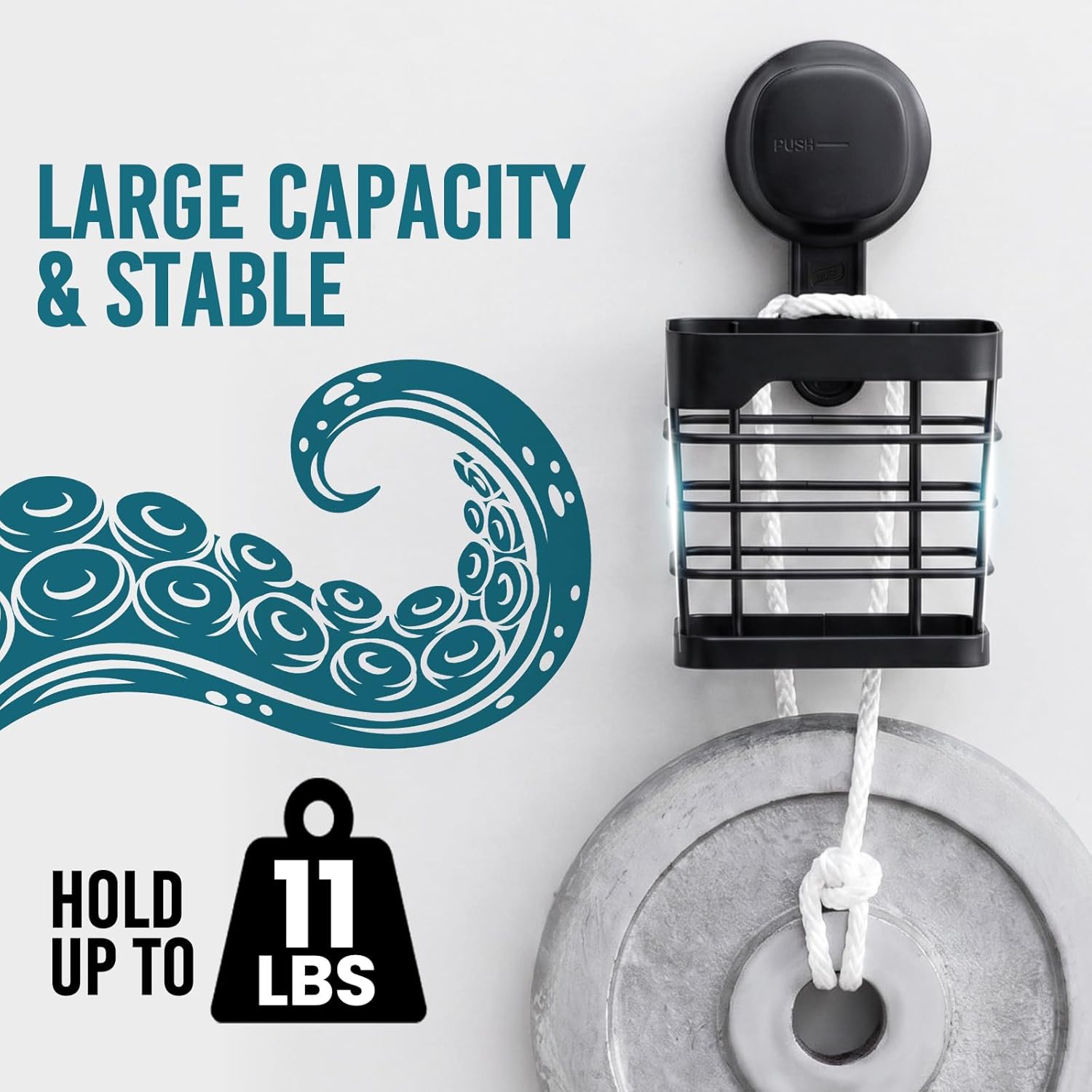 TAILI Upgraded Suction Cup Toothbrush Holder with Razor Hook Large Capacity Inverted Trapezoid Caddy