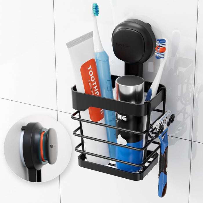 TAILI Upgraded Suction Cup Toothbrush Holder with Razor Hook Large Capacity Inverted Trapezoid Caddy
