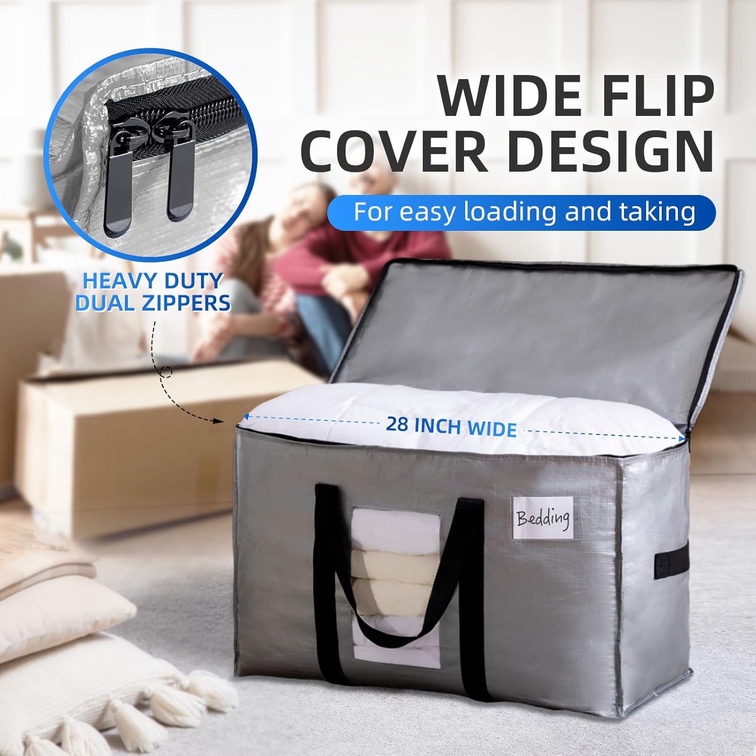 TAILI Silver Extra Large Moving Bags with Window