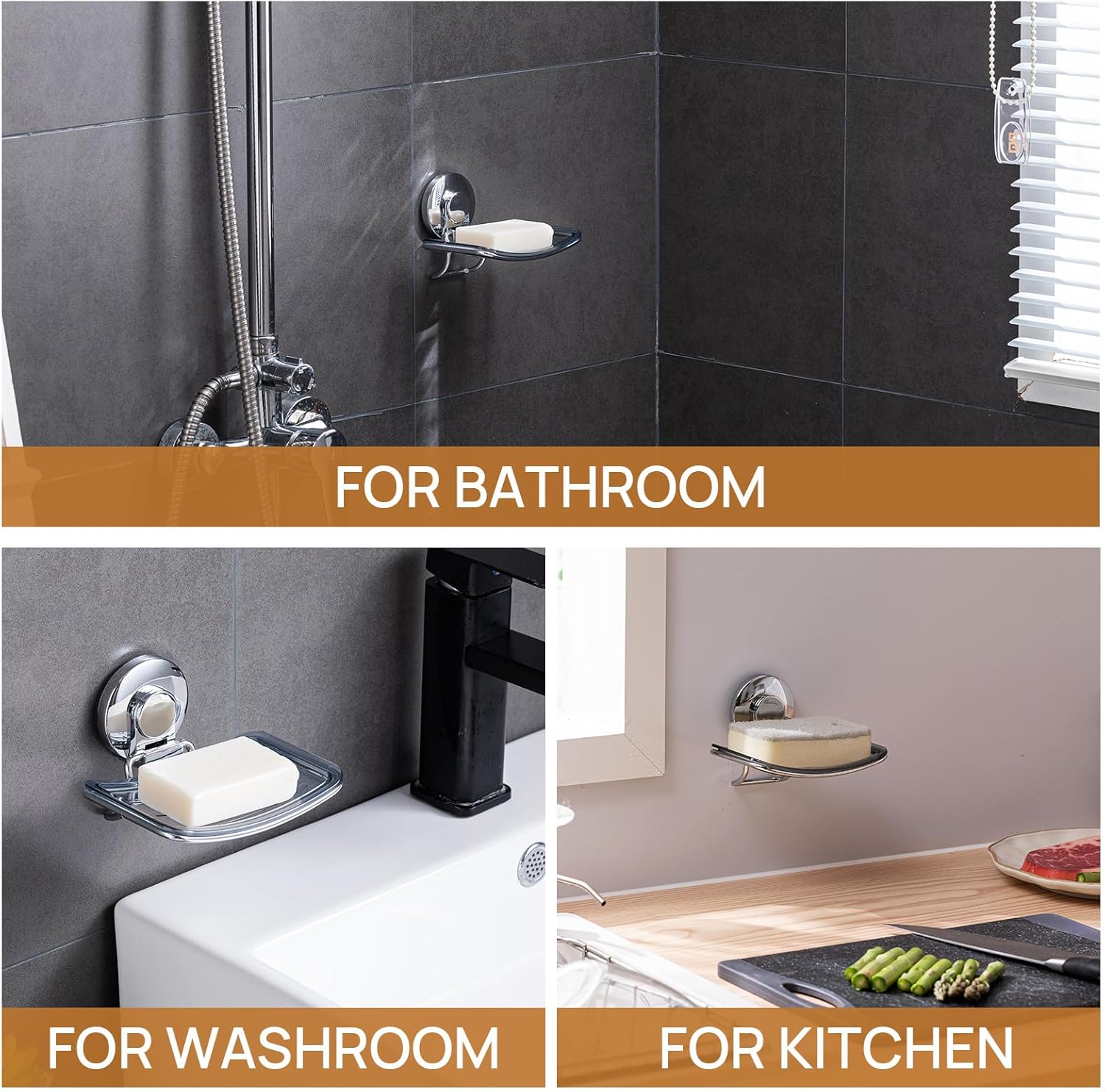 TAILI Chrome Suction Cup Soap Dish Holder | Strong-Adhesion, Waterproof, Rustproof, Removable, Drill-Free