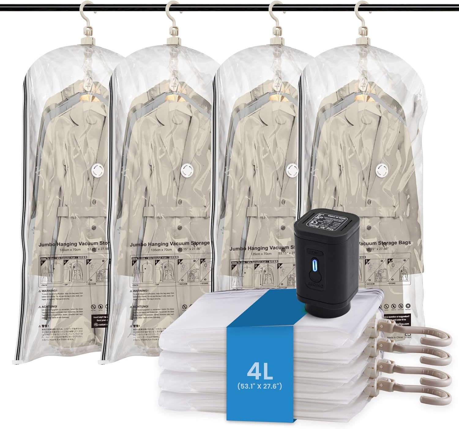 TAILI Black Hanging Vacuum Storage Bags