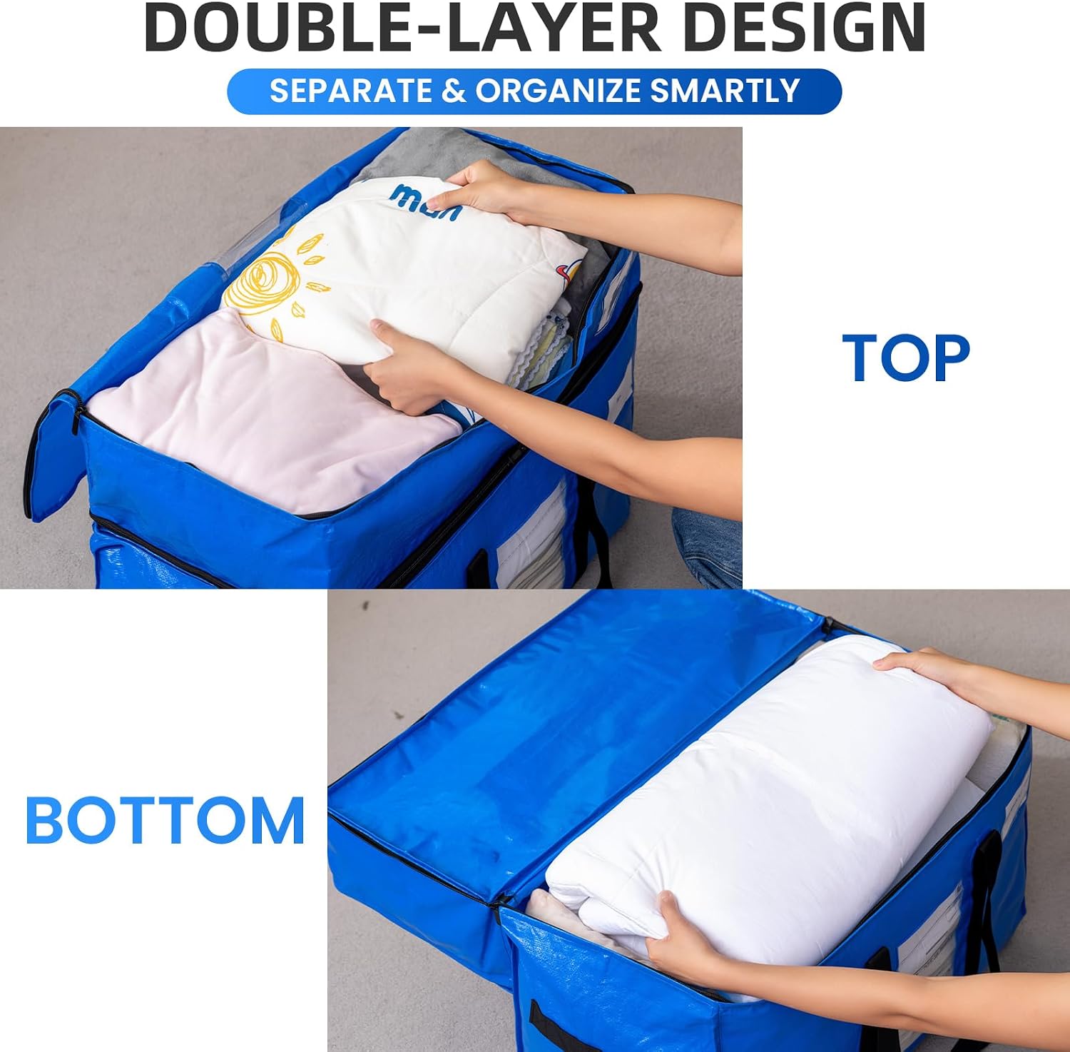 TAILI Storage Tote Series 2 Tier Moving Bags, Extra Large