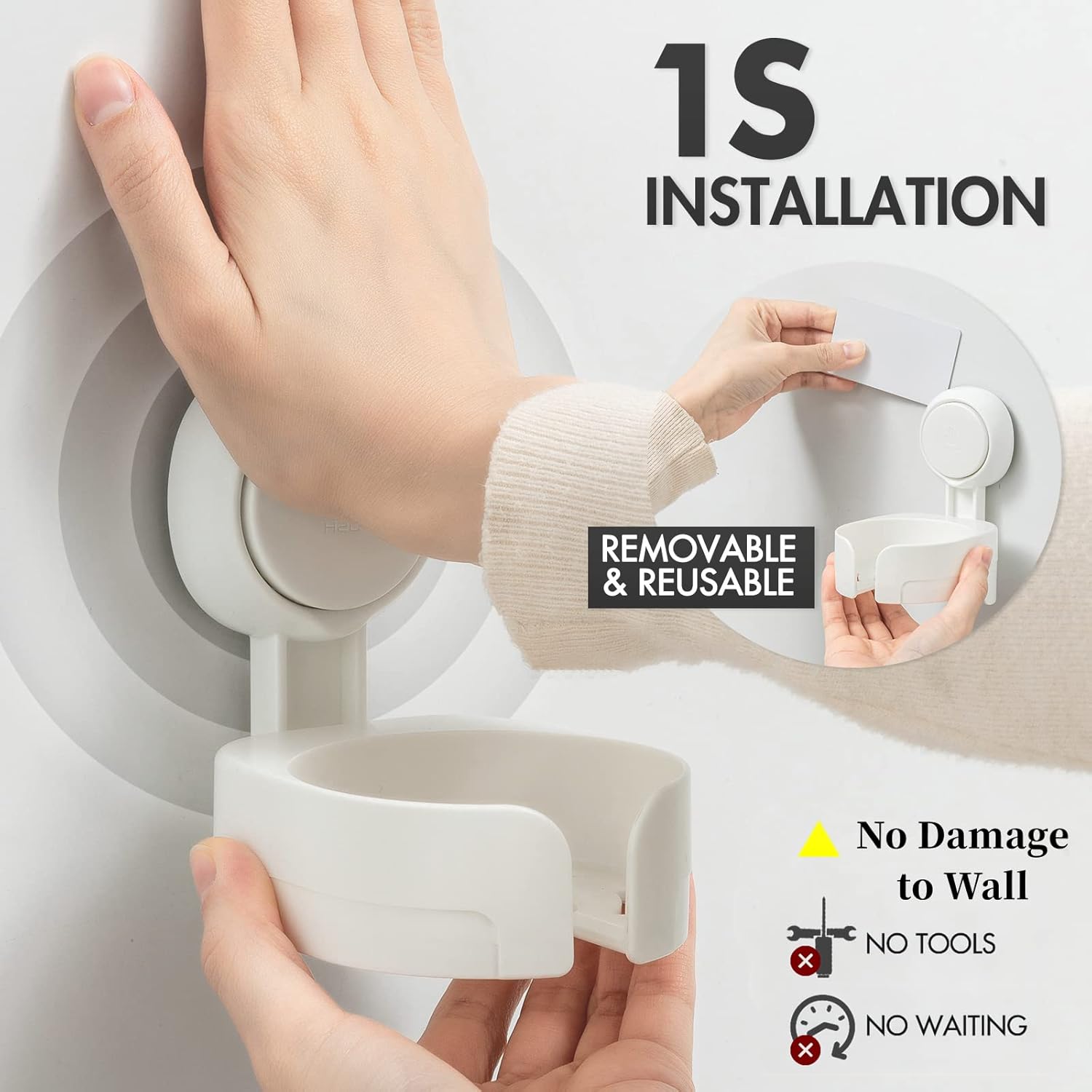 TAILI NICE Series Suction Wine Glass Holder – Removable No-Drill Wall Mount