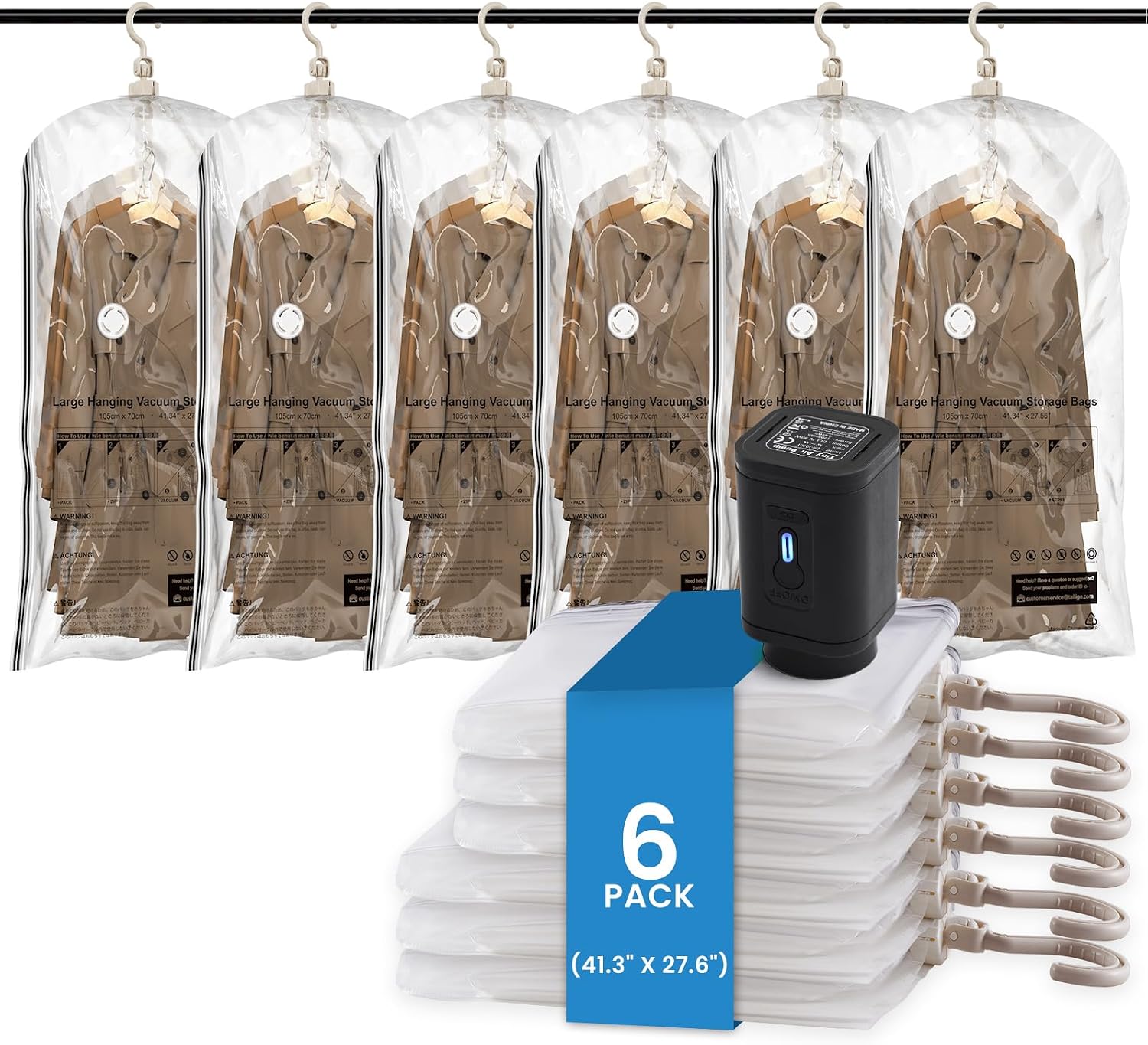 TAILI Black Hanging Vacuum Storage Bags