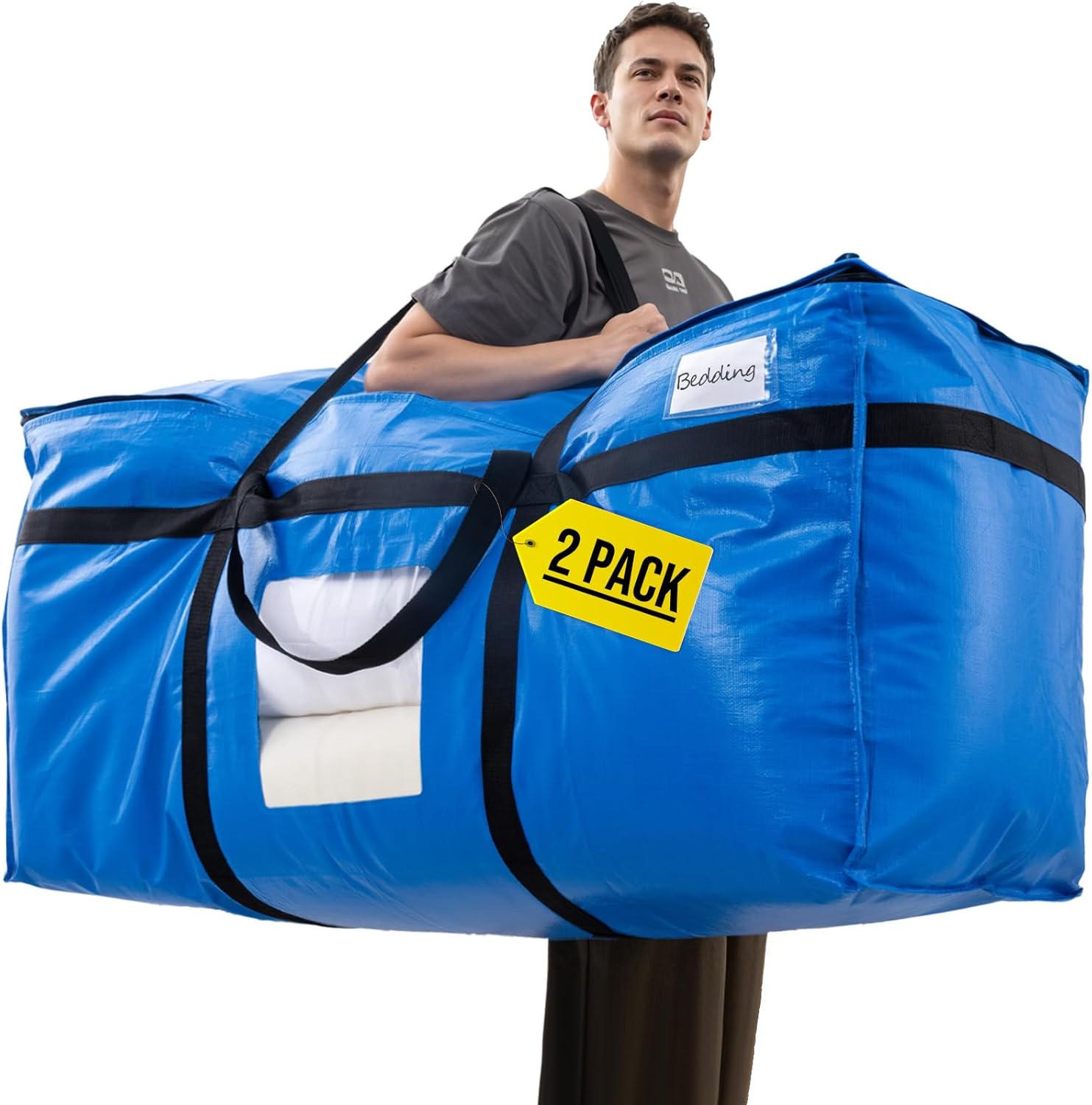 TAILI  69 Gallon Extra Blue Large Storage Bags with Window