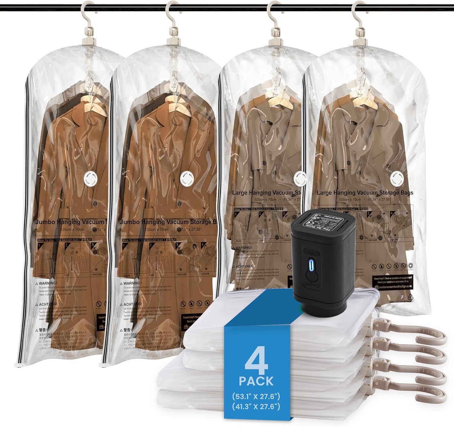 TAILI Black Hanging Vacuum Storage Bags