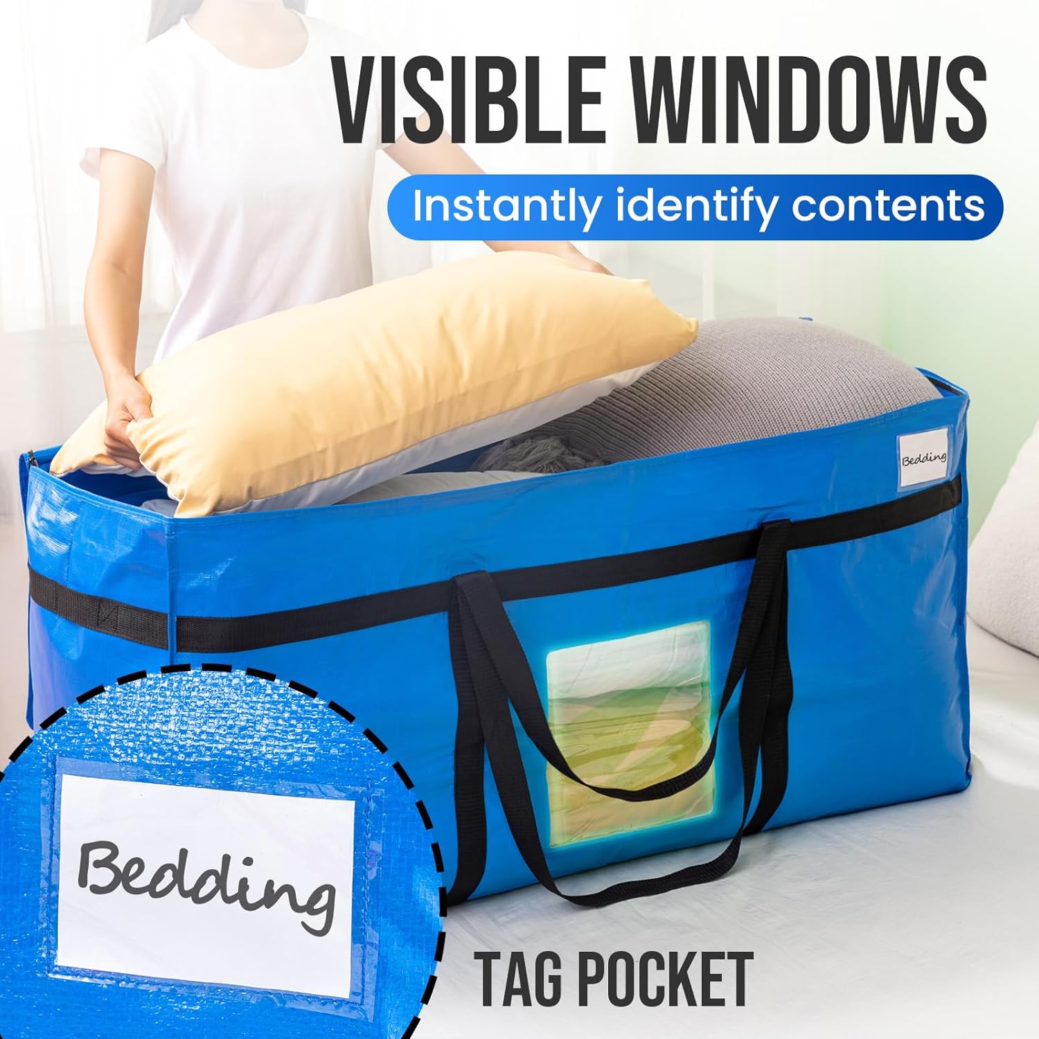 TAILI  69 Gallon Extra Blue Large Storage Bags with Window