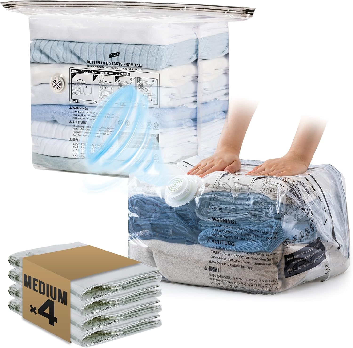 TAILI Clean Medium Cube Vacuum Storage Bags