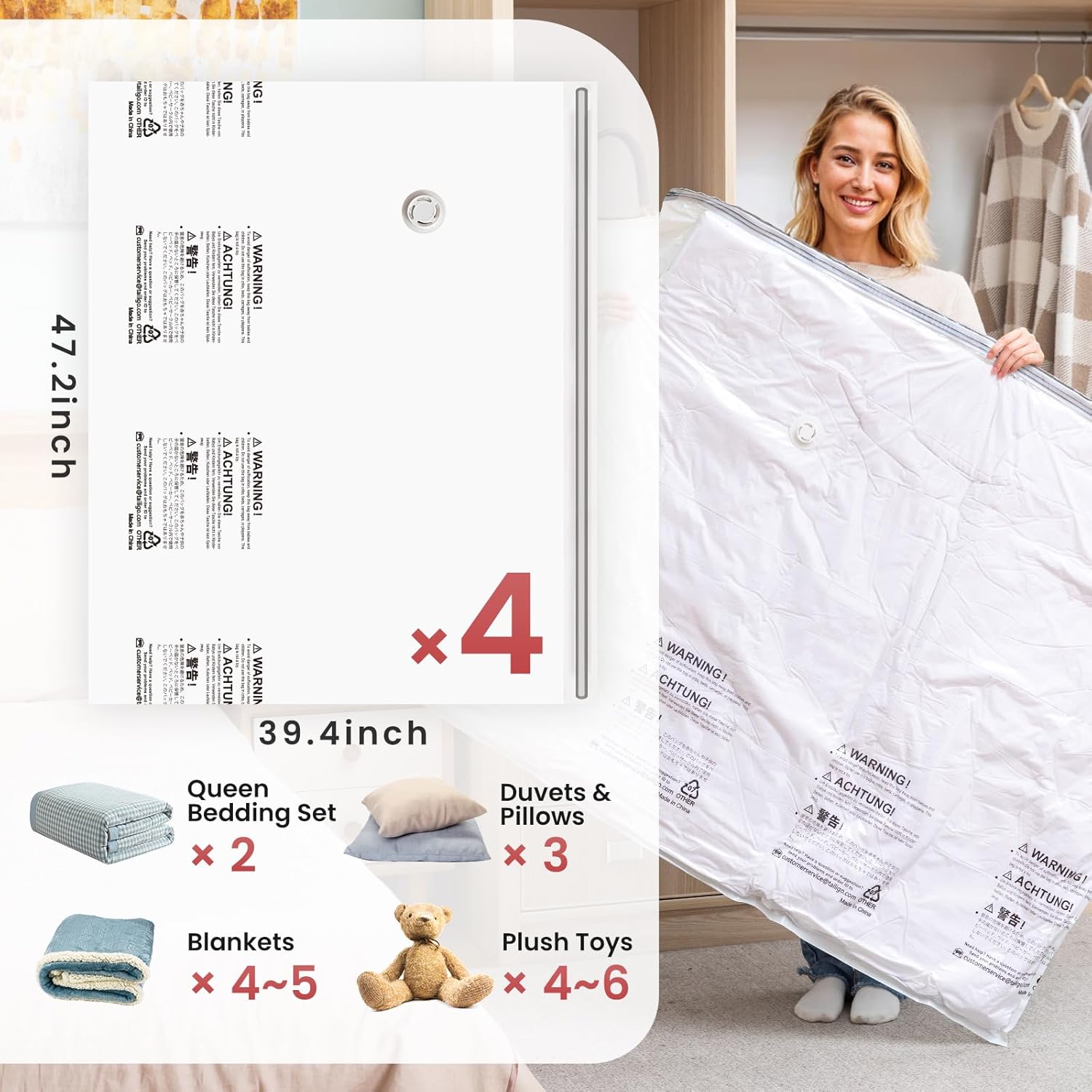 TAILI  XXL Flat Cream Vacuum Storage Bags