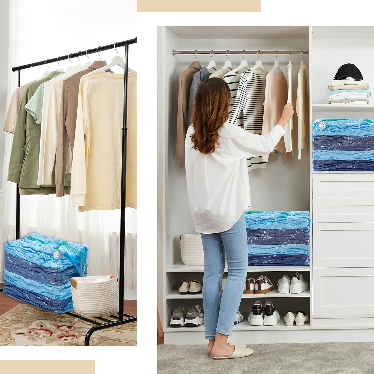 TAILI Blue Extra Large Cube Vacuum Storage Bags