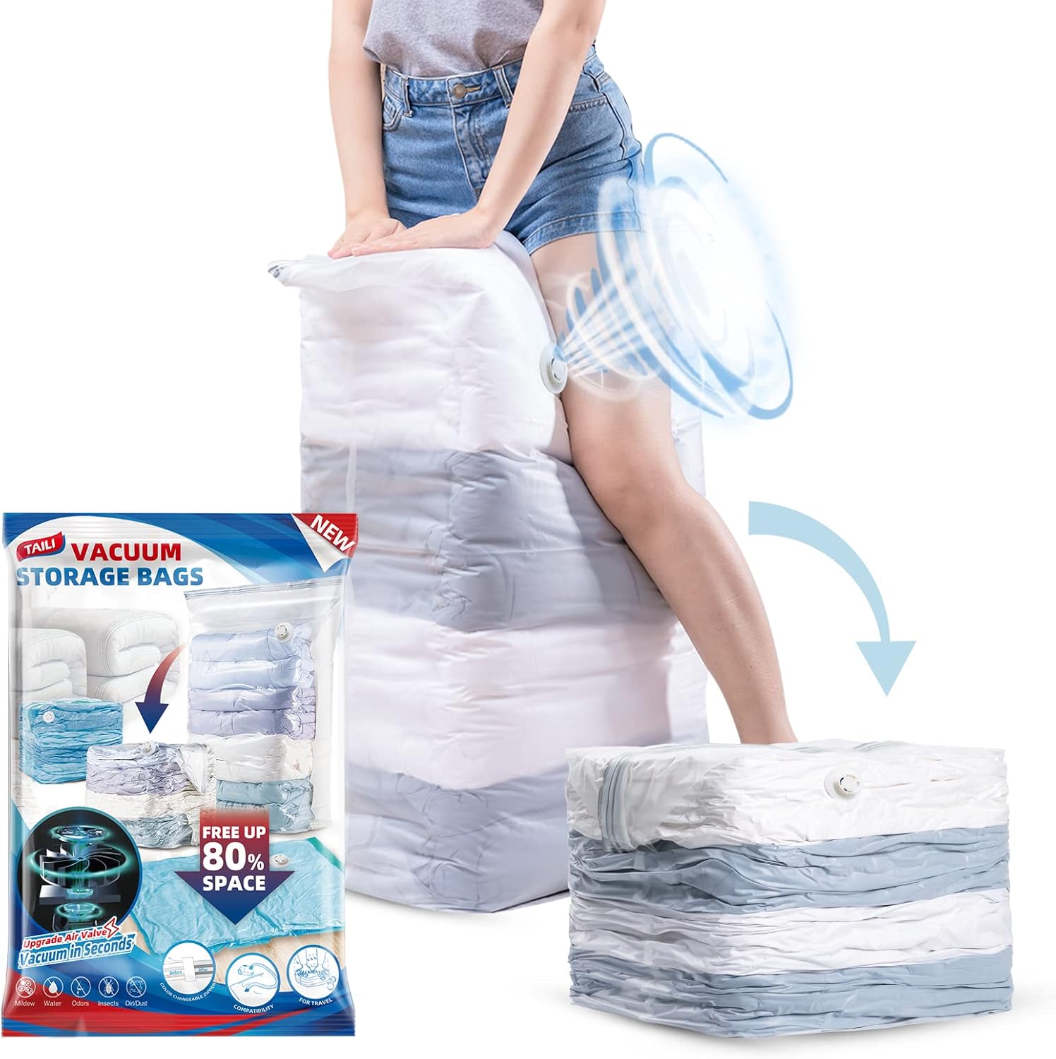 TAILI Clear Extra Large Cube Vacuum Storage Bags