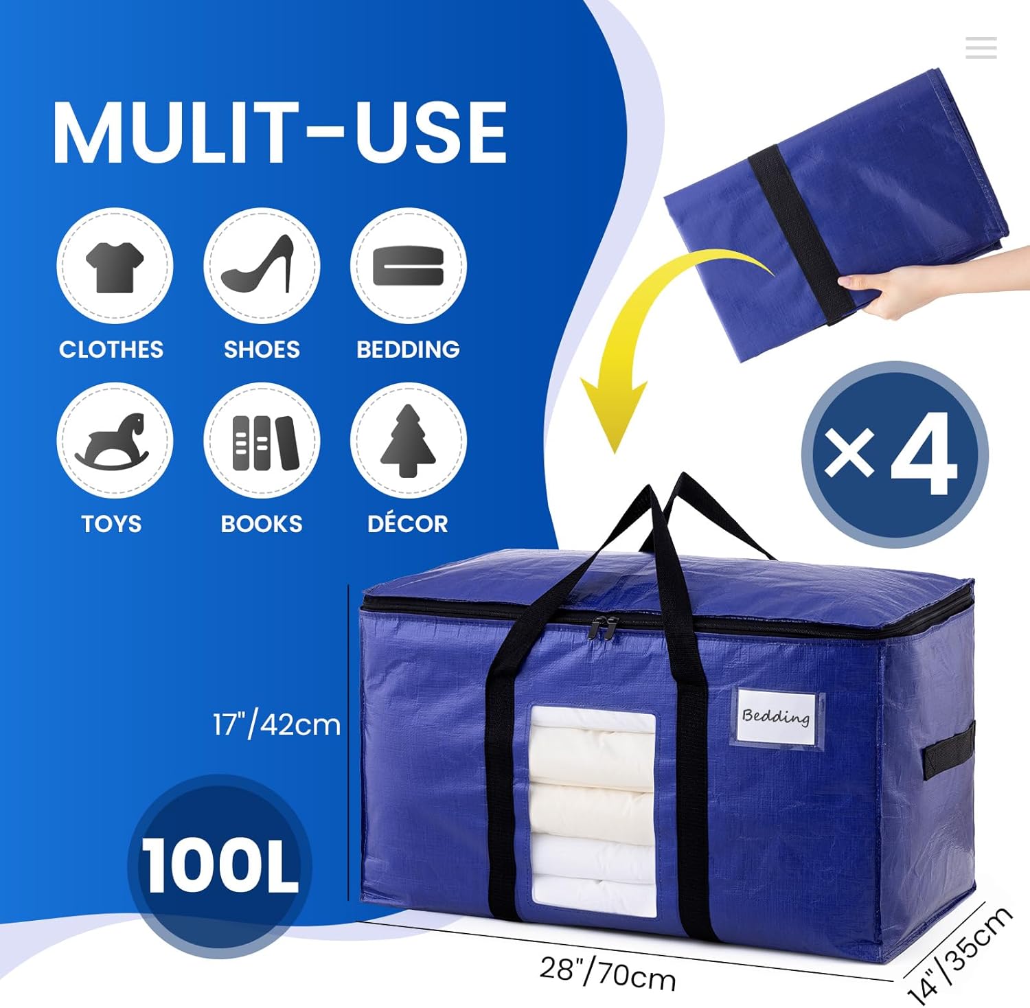 TAILI Dark Blue Extra Large  Moving Bags with Window