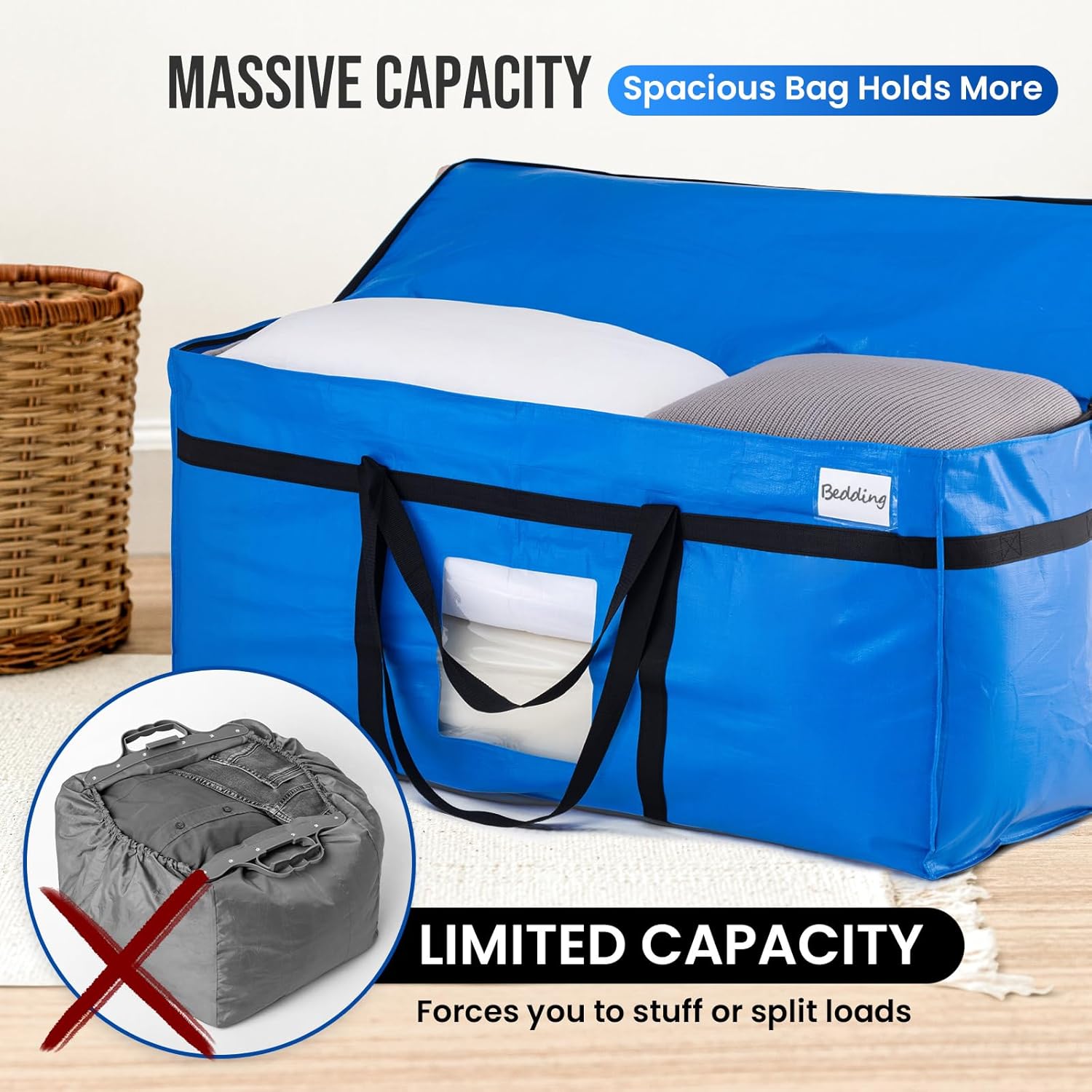TAILI  69 Gallon Extra Blue Large Storage Bags with Window