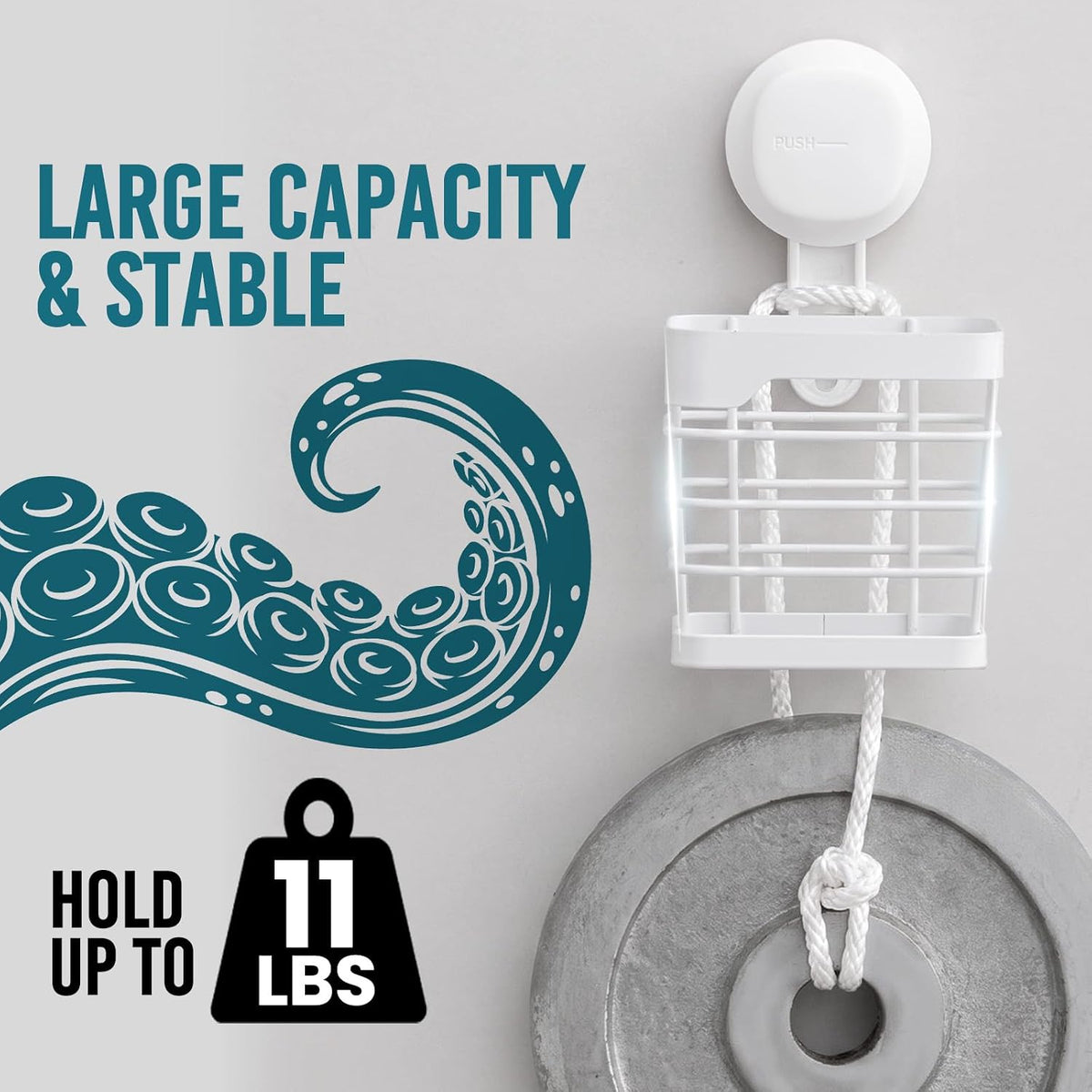 TAILI Upgraded Suction Cup Toothbrush Holder with Razor Hook Large Capacity Inverted Trapezoid Caddy