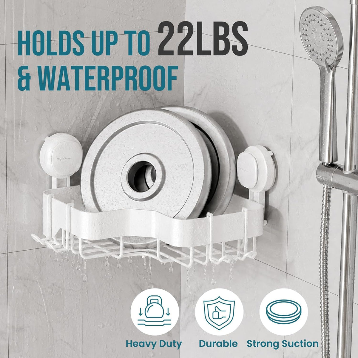 TAILI Corner Shower Caddy Suction Cup, 2 Pack Shower Shelf With Hook