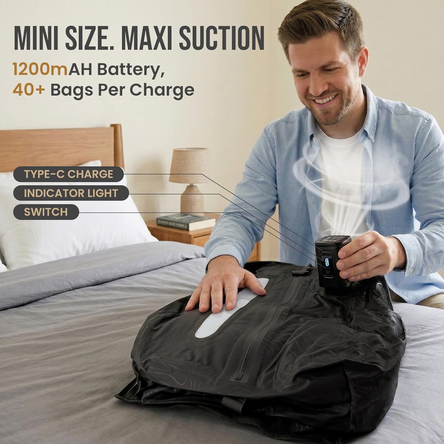 TAILI Travel Vacuum Compression Bags with Wireless Pump
