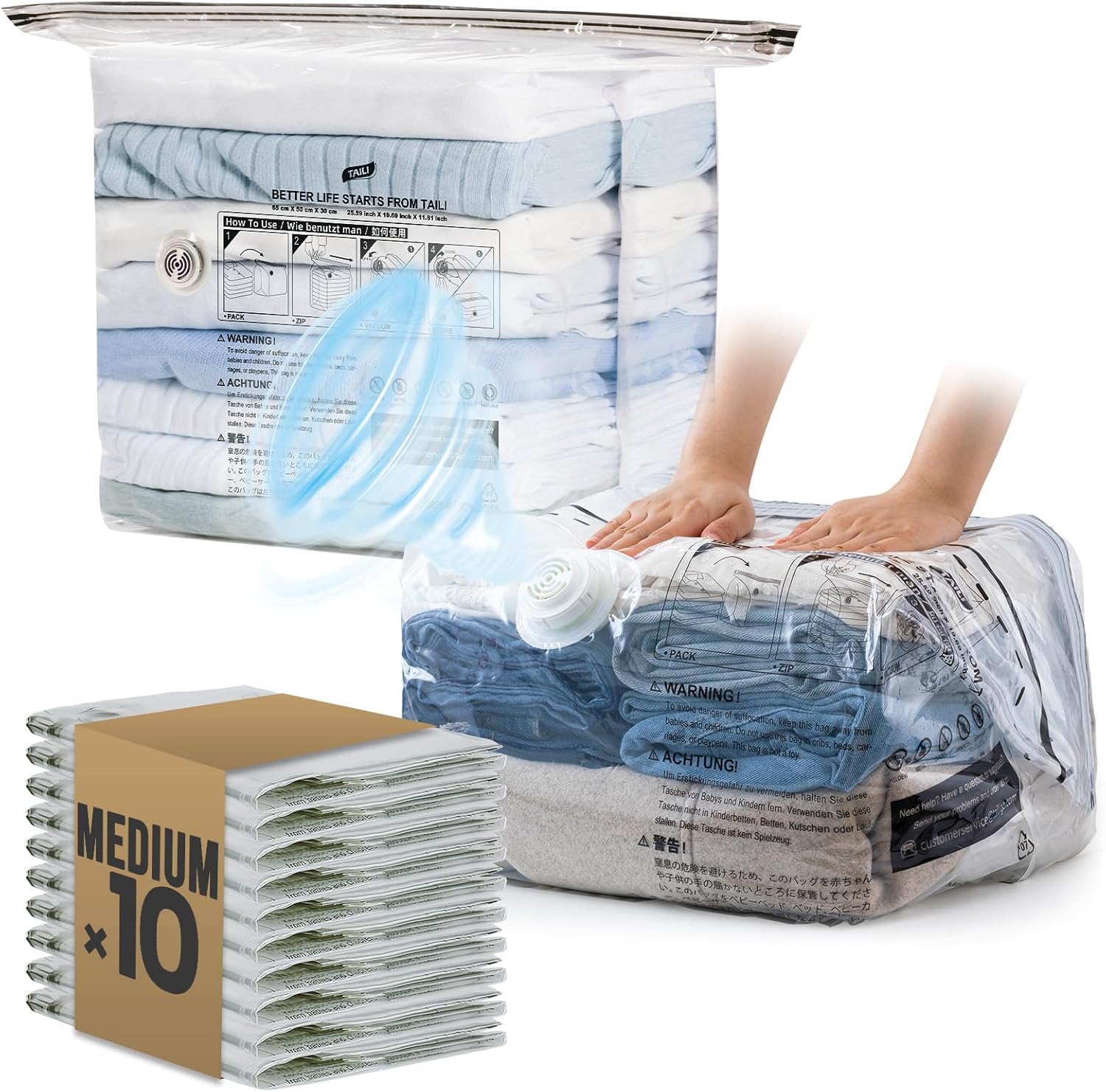 TAILI Clean Medium Cube Vacuum Storage Bags