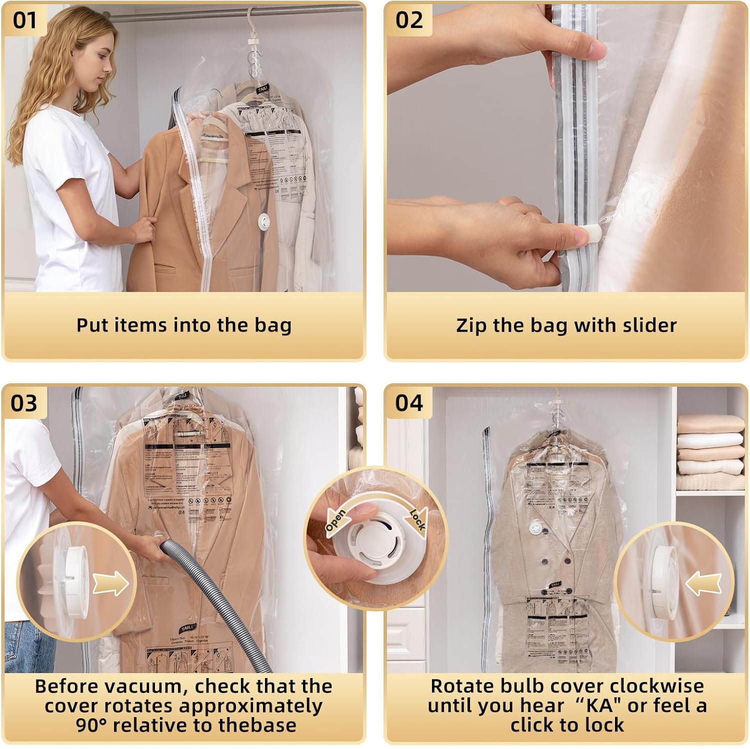 TAILI Black Hanging Vacuum Storage Bags