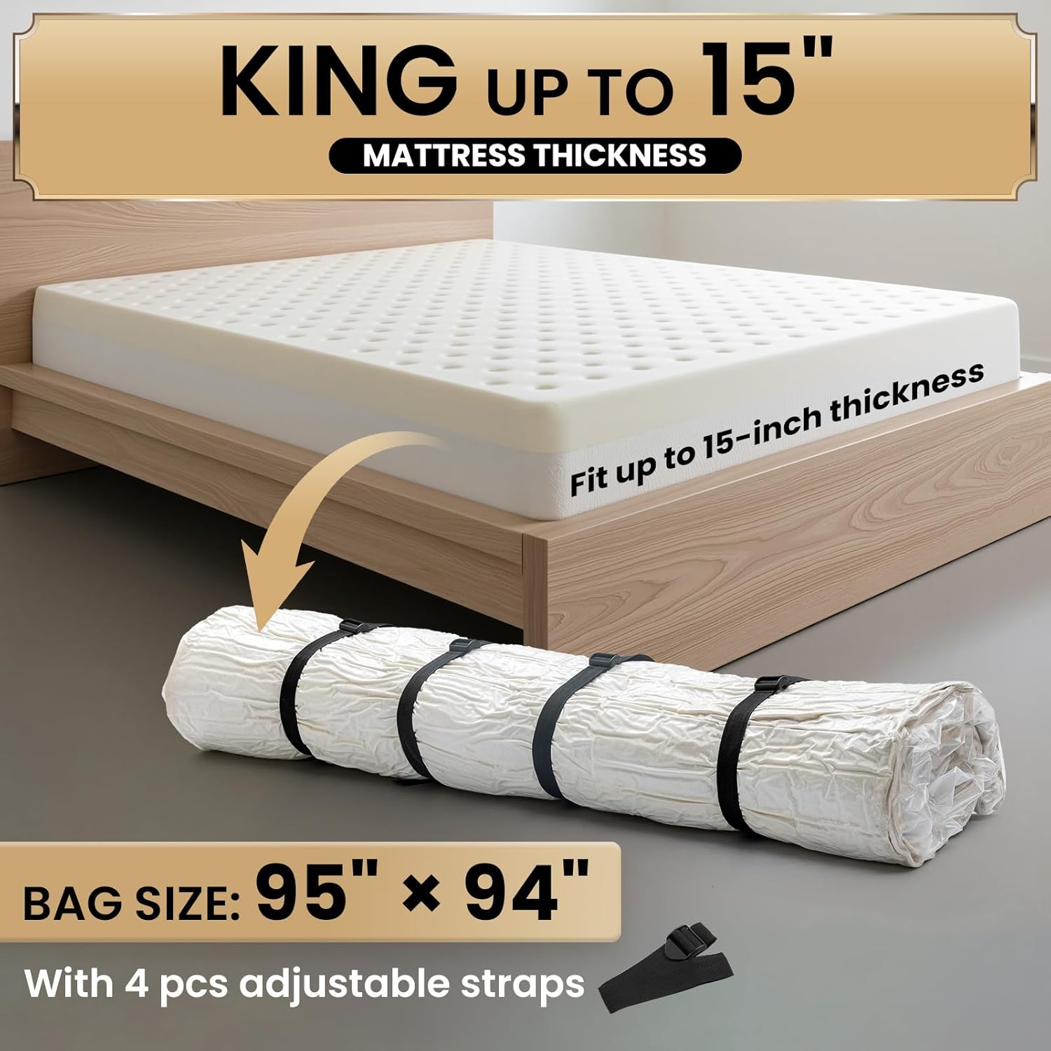 TAILI Mattress Vacuum Storage Bag with Straps