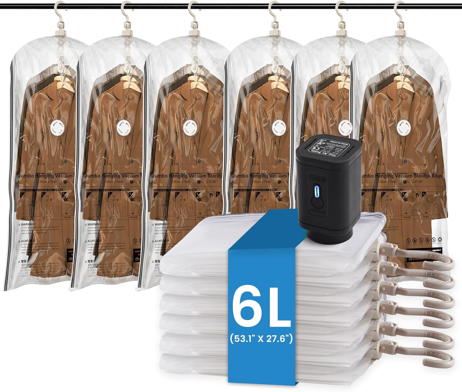 TAILI Black Hanging Vacuum Storage Bags