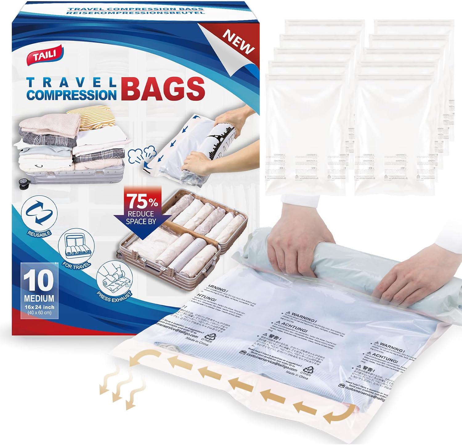 TAILI Cream Travel Compression Bags