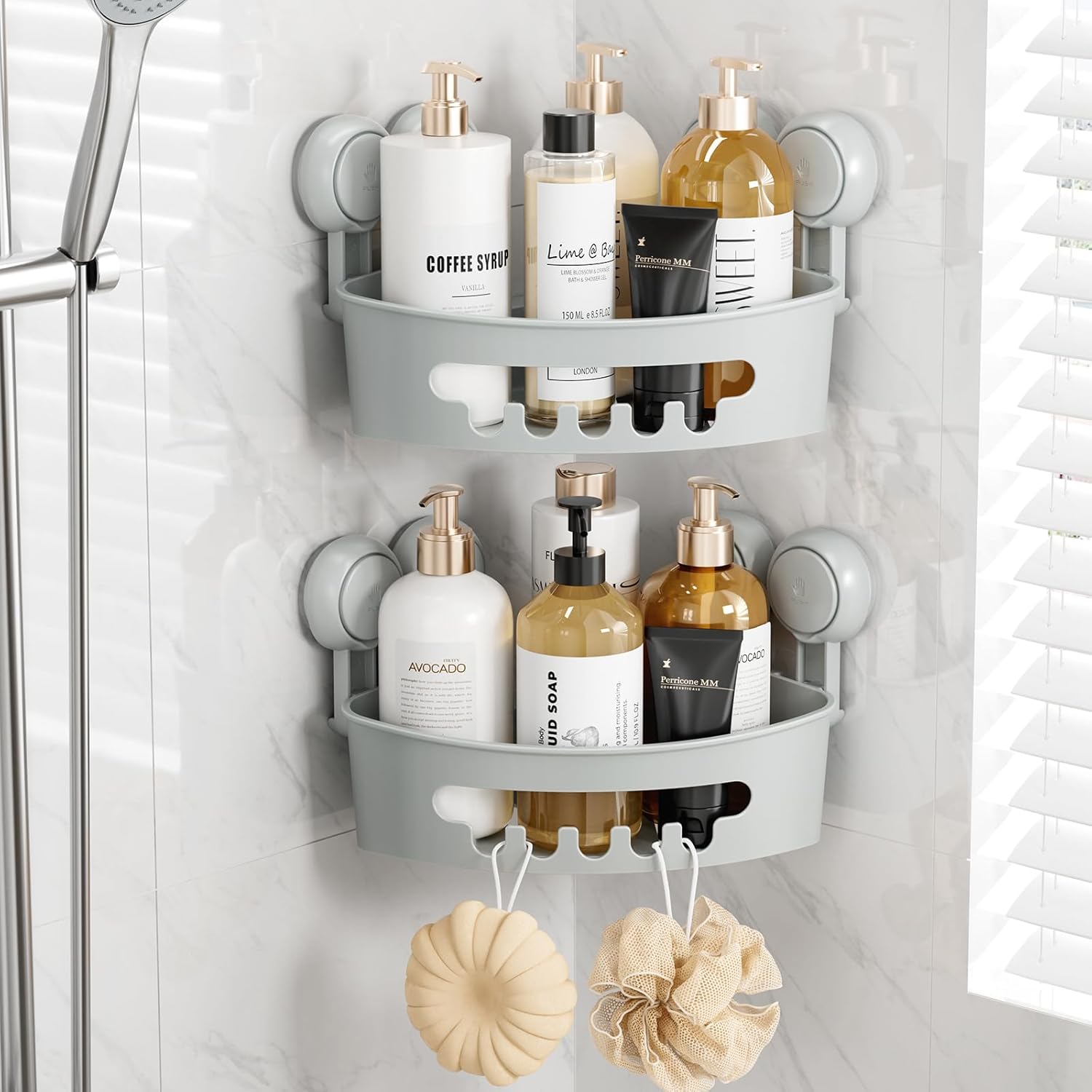 TAILI NICE Series Suction Corner Shower Caddy – Drill-Free Wall Organizer
