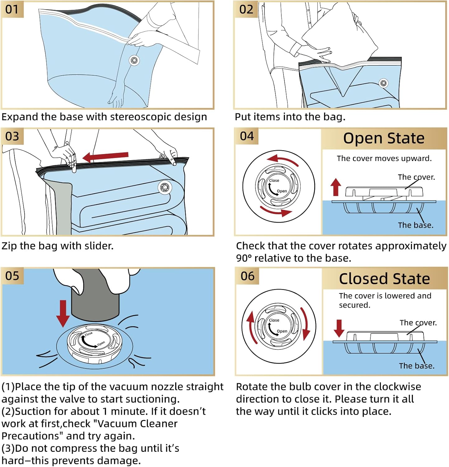 TAILI Blue Extra Large Cube Vacuum Storage Bags