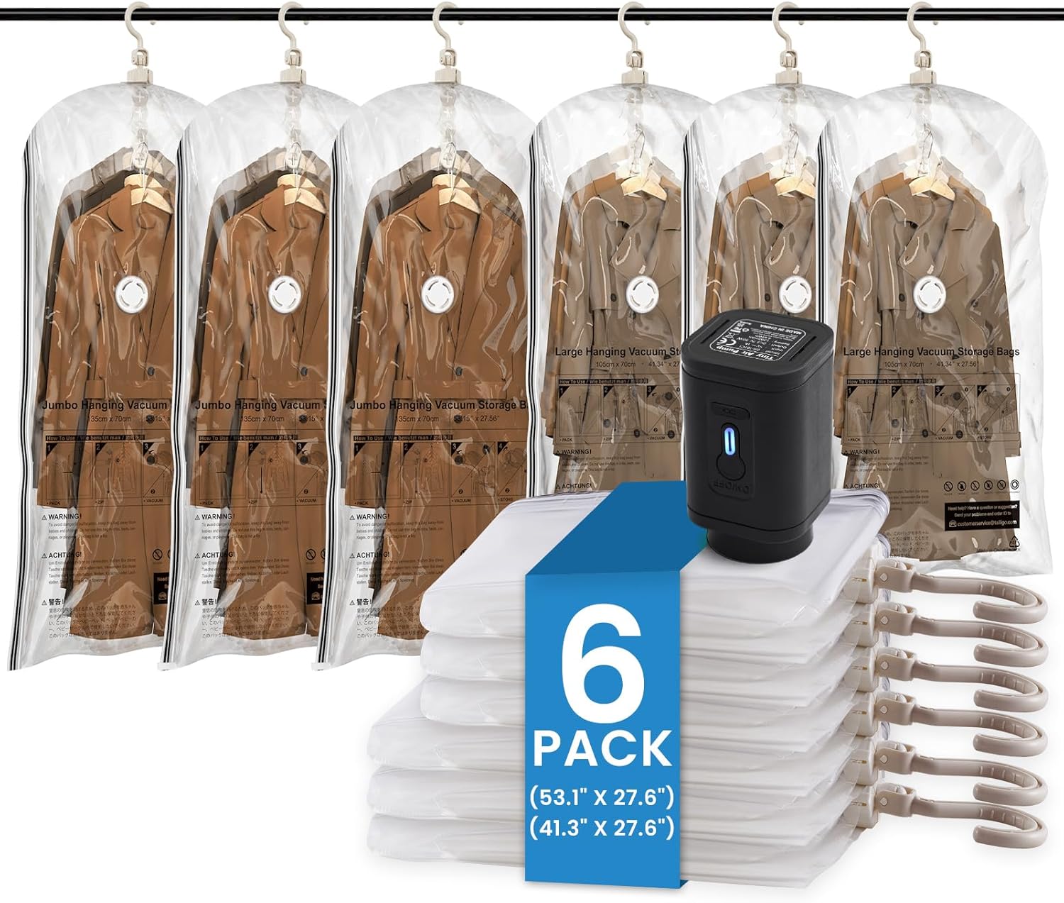 TAILI Black Hanging Vacuum Storage Bags
