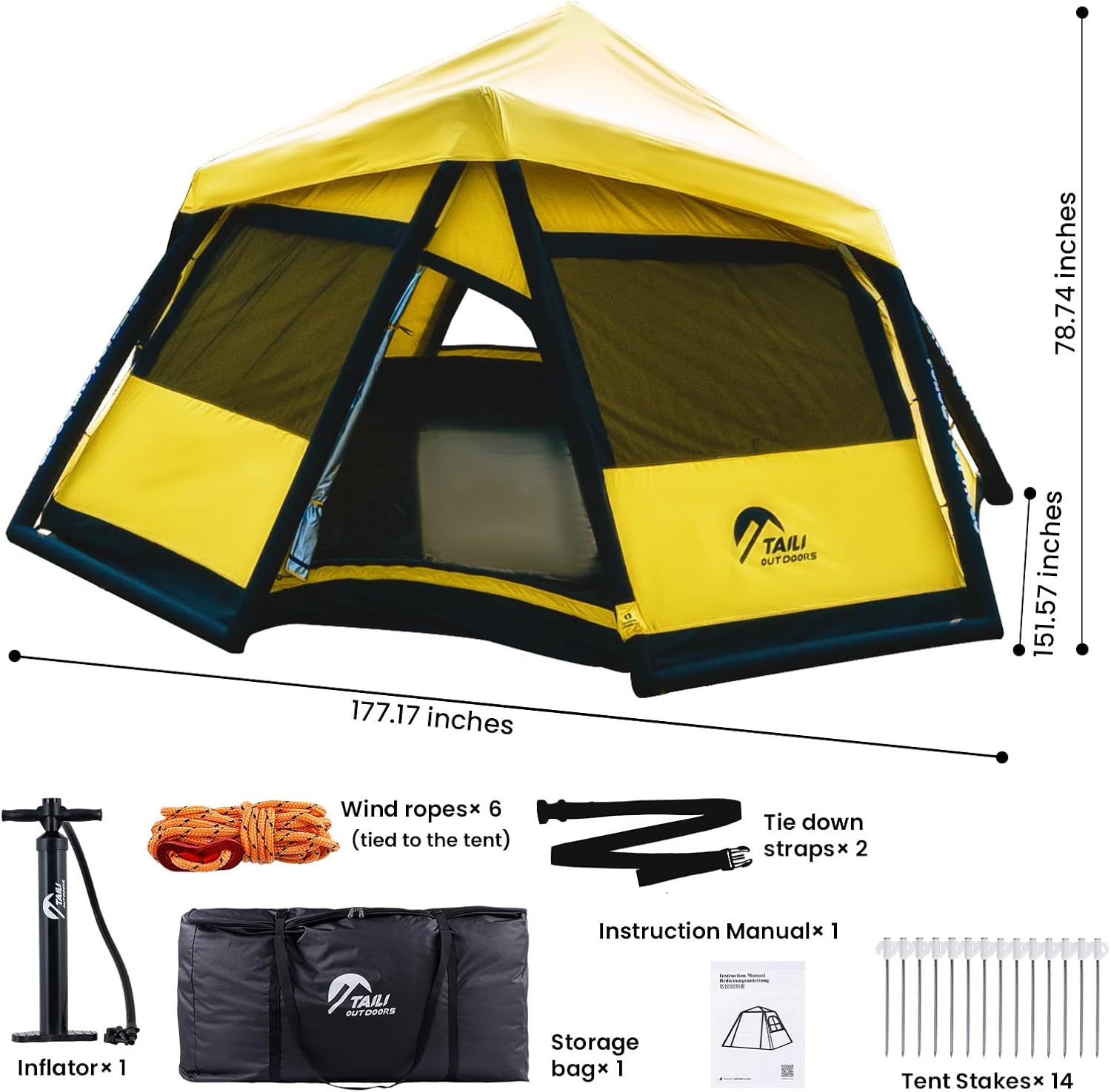 TAILI Octagonal Double-Chamber Inflatable Tent