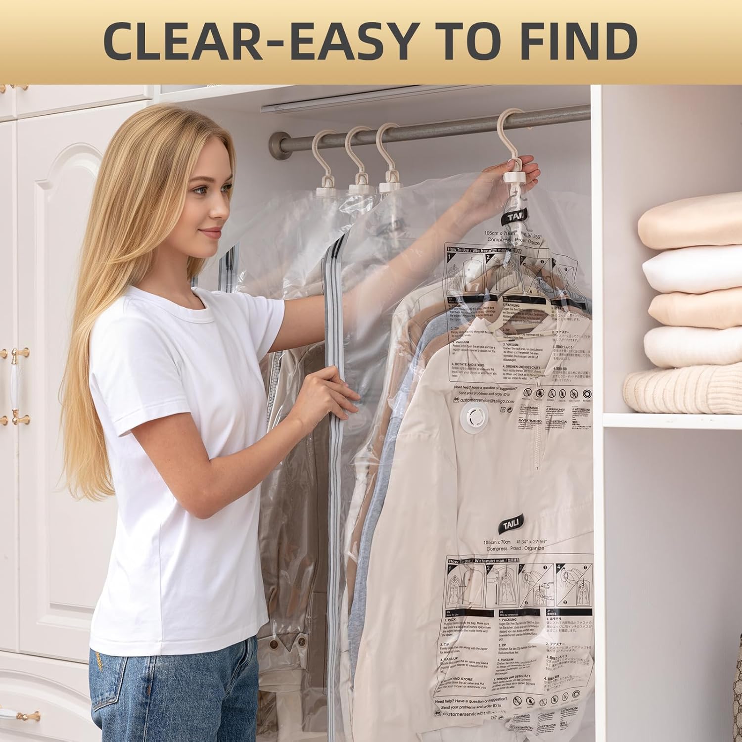 TAILI Black Hanging Vacuum Storage Bags