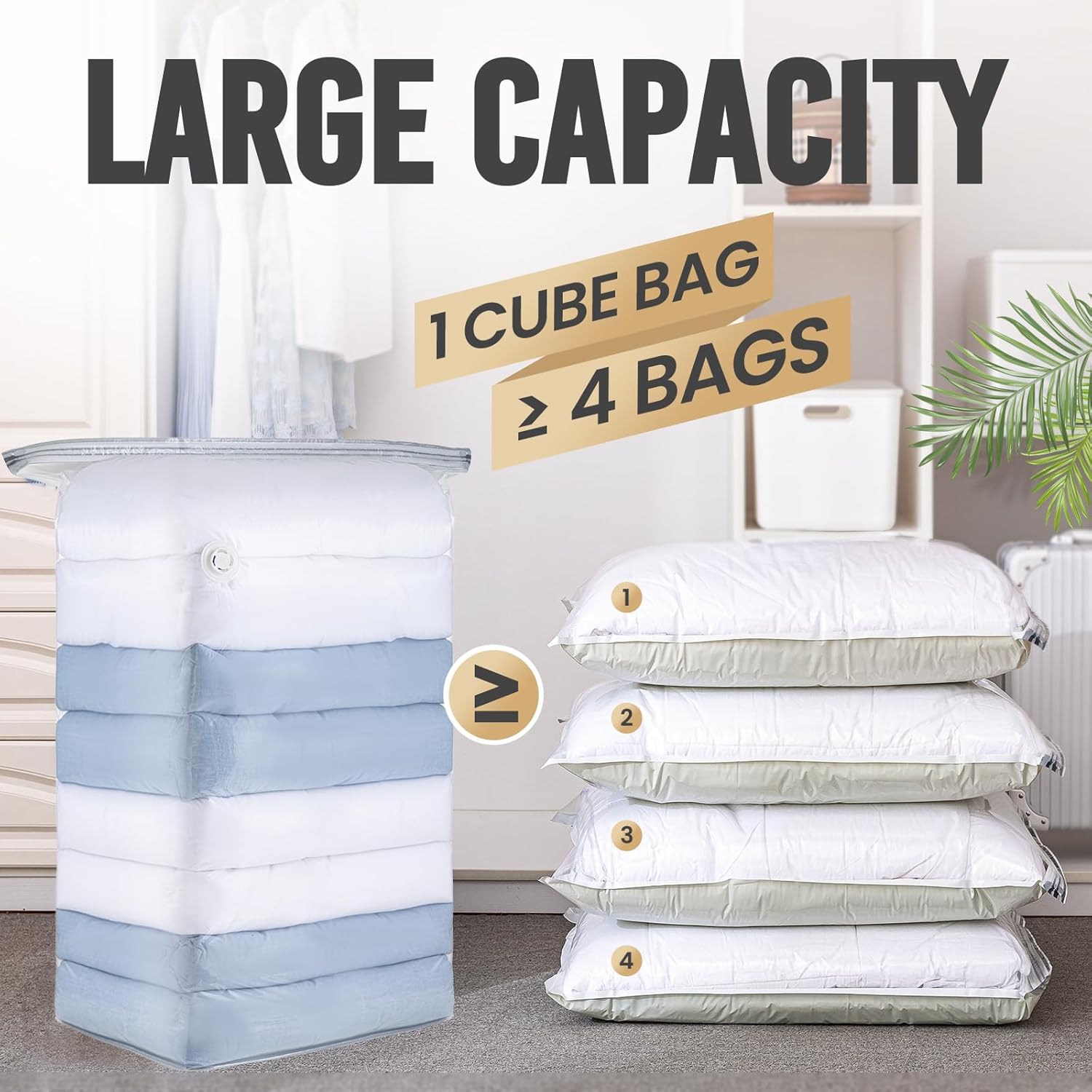 TAILI Clear Extra Large Cube Vacuum Storage Bags