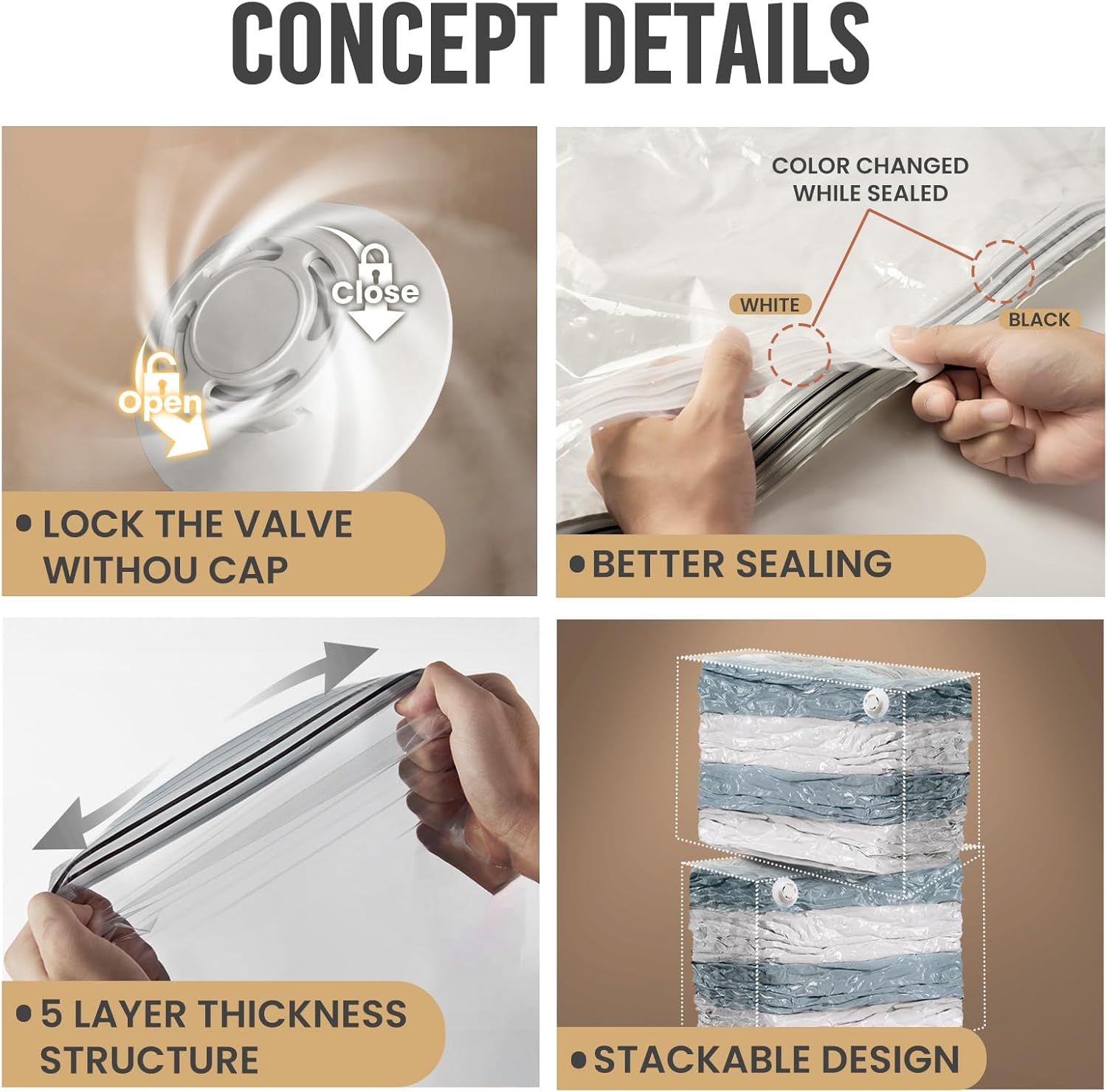 TAILI Clear Extra Large Cube Vacuum Storage Bags