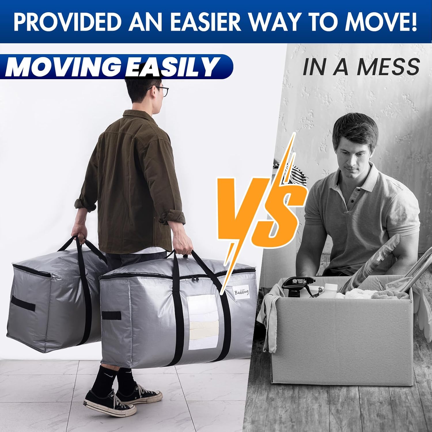 TAILI Silver Extra Large Moving Bags with Window